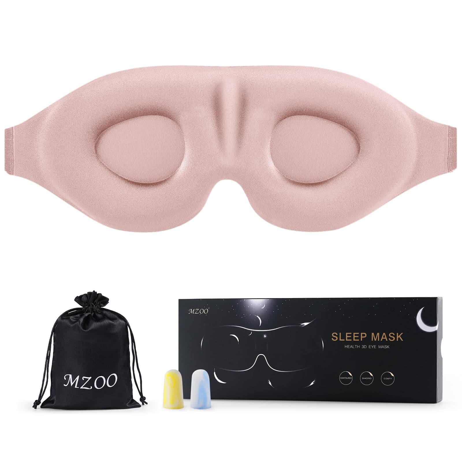 Sleep Mask for Side Sleeper Women Men, Updated Design 100% Light Blocking Eye Mask, 3D Contoured Blindfold for Sleeping, Breathable & Soft Eye Shade for Travel Meditation Nap, Black