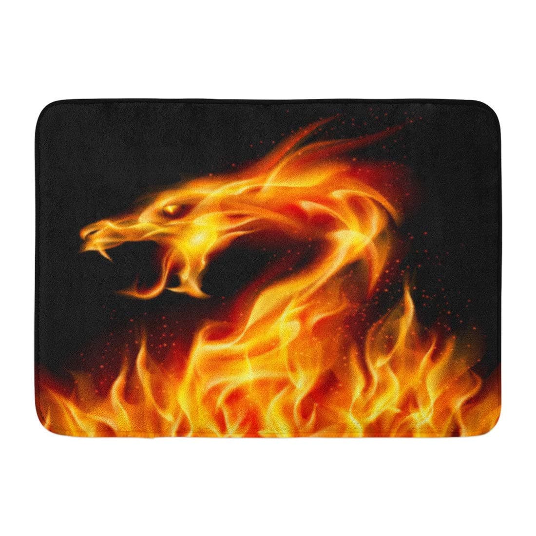 yuanlu Doormats Bath Rugs Outdoor/Indoor Door Mat Red Fire Abstract Fiery Dragon Number Two on Yellow Flame Chinese Fantasy Bathroom Decor Rug Bath Mat