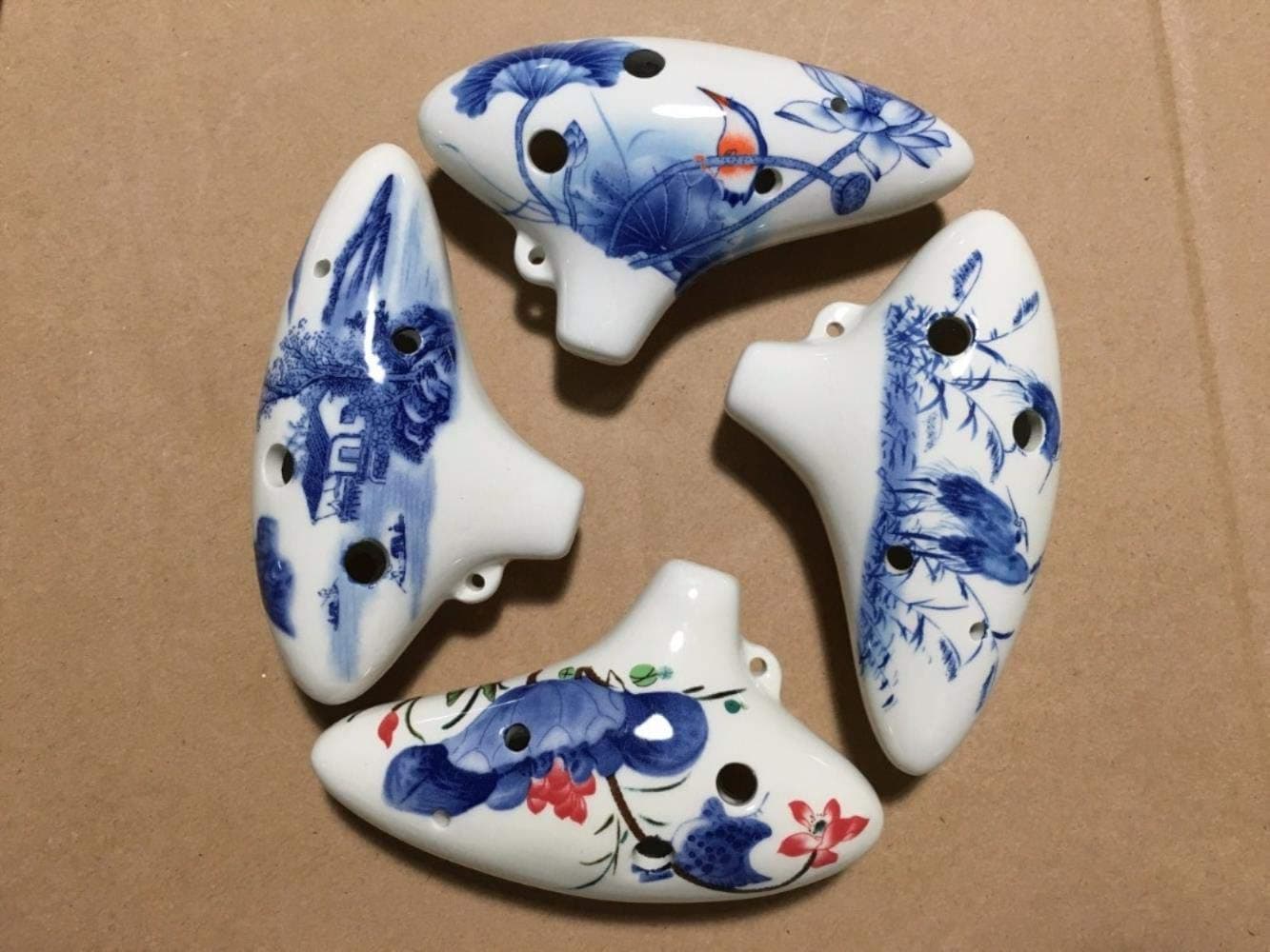 AOJIAOGUI Professional 6 Hole Ocarina Ceramic Alto Flute Musical Instrument Blue and White Porcelain Ocarina-in Flute,pattern random