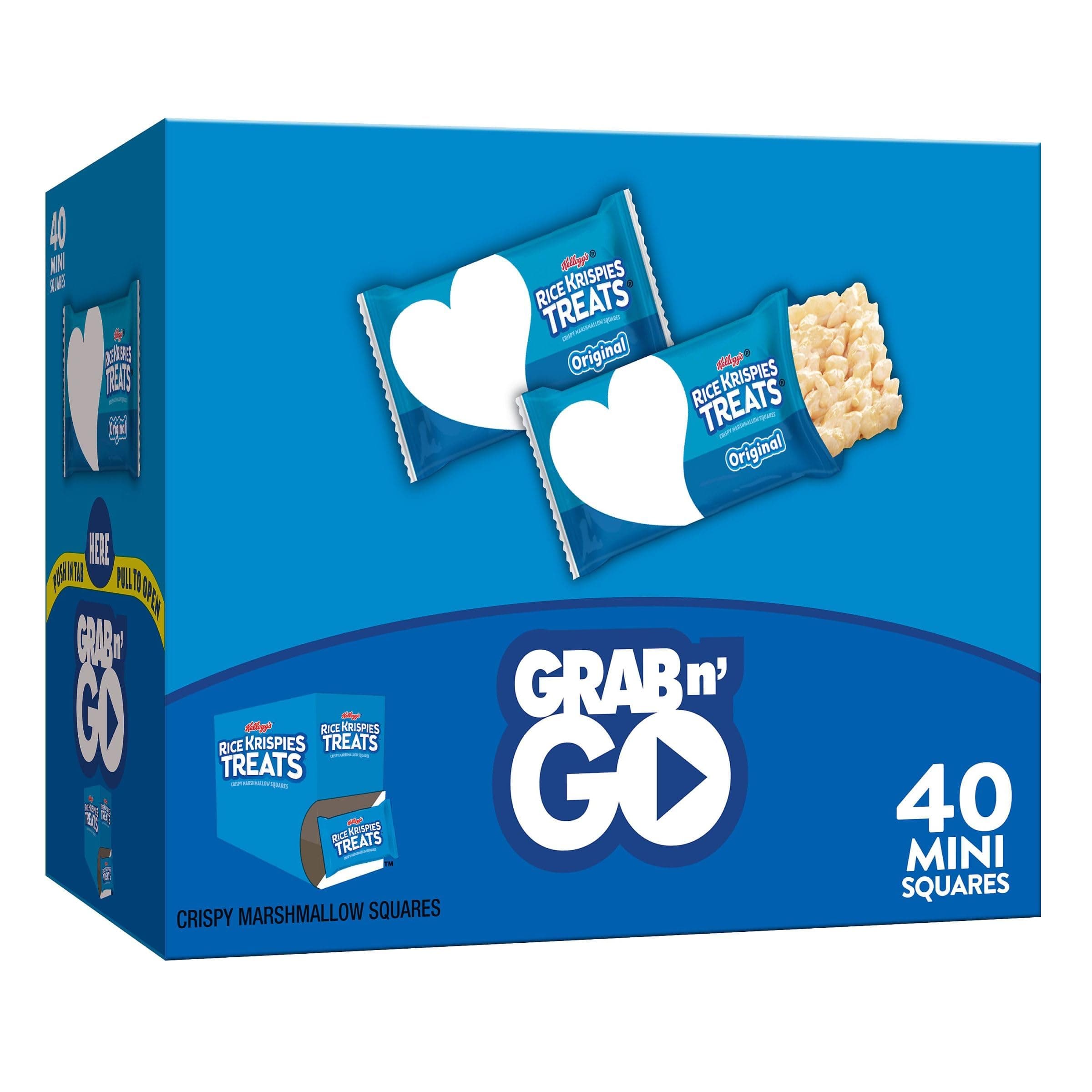 Rice Krispies Treats Mini Squares, Kids Snacks, Lunch Snacks, Grab n' Go, Original, 15.5oz Box (40 Bars)