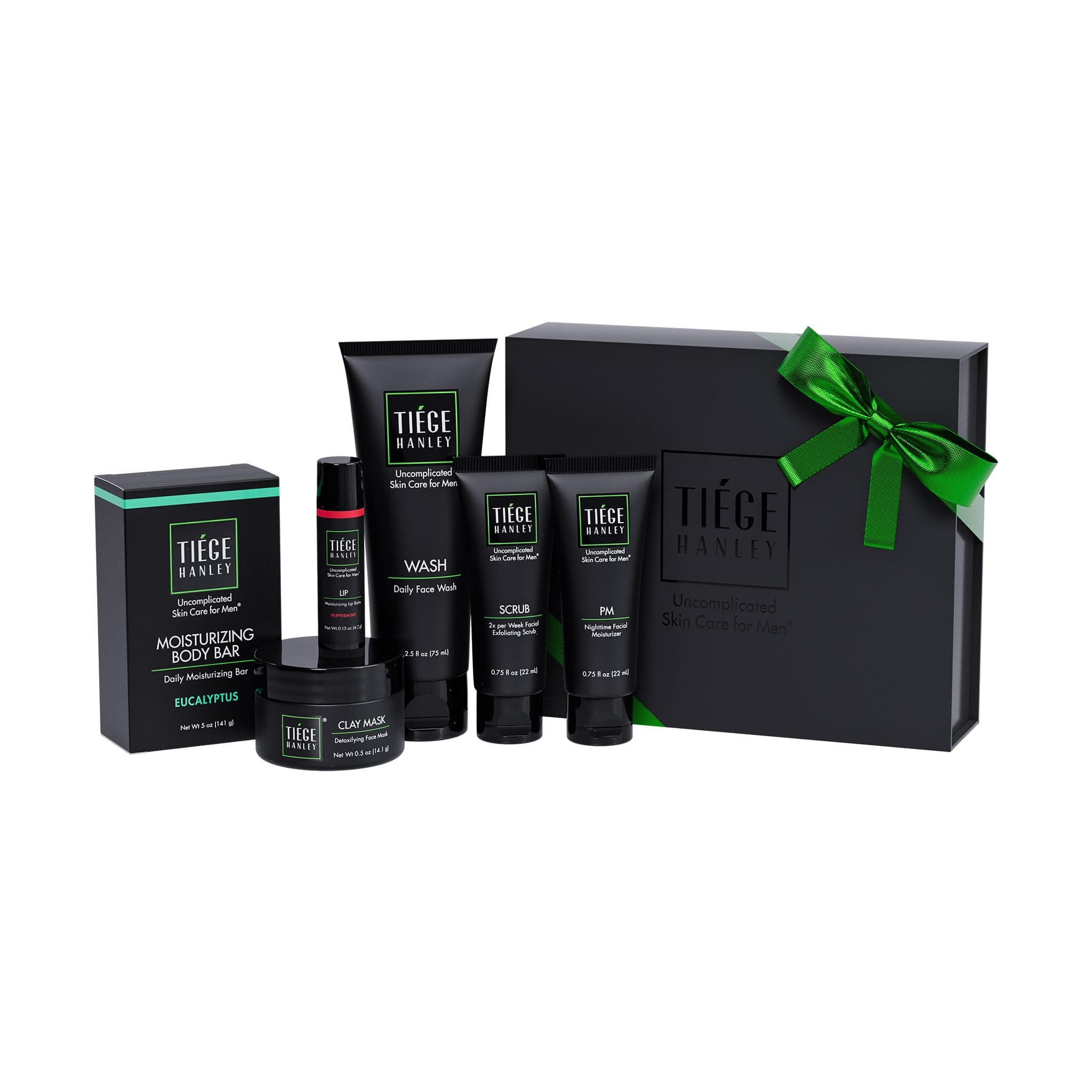 Mens Skin Care Gift Box Set, Silver - Men's Skincare Set Includes Face Wash, Exfoliating Scrub, Facial Moisturizer, Face Clay Mask, Moisturizing Lip Balm, & Moisturizing Body Soap Bar