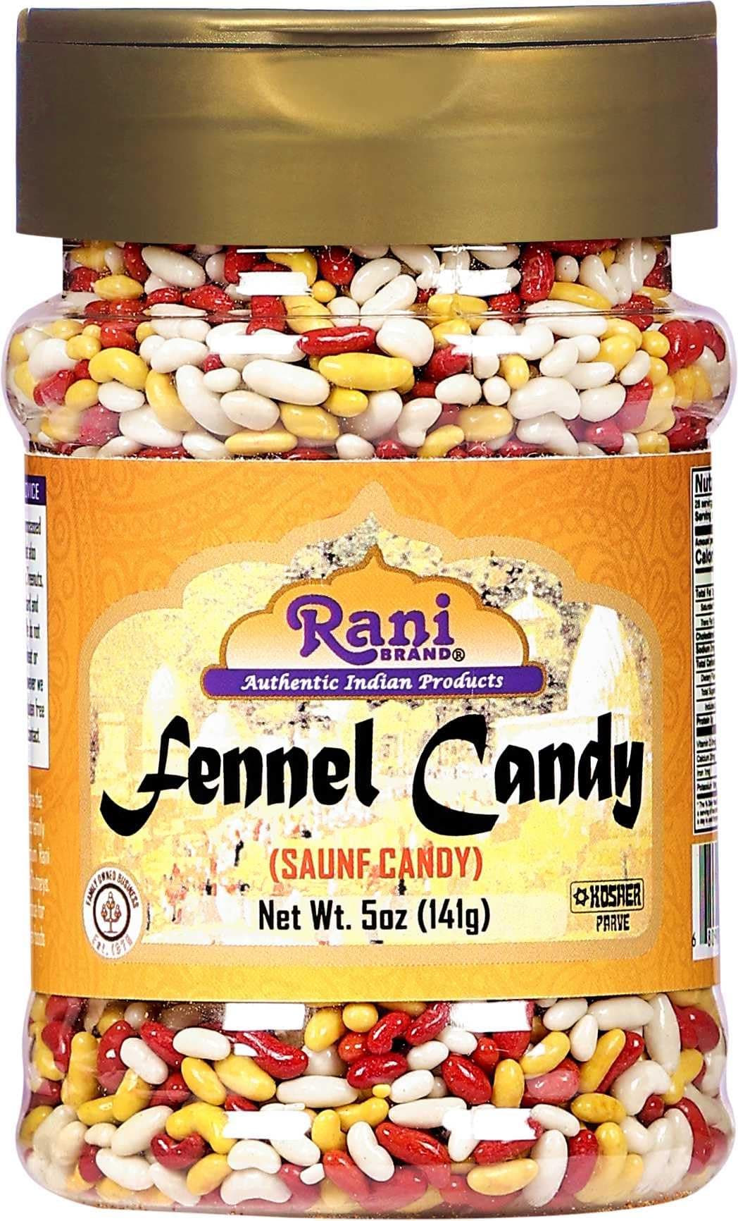 Rani Brand Authentic Indian Products Sugar Coated Fennel Candy 5oz (141g) PET Jar ~ After Meal Digestive Treat | Vegan | Gluten Friendly | NON-GMO | Origin