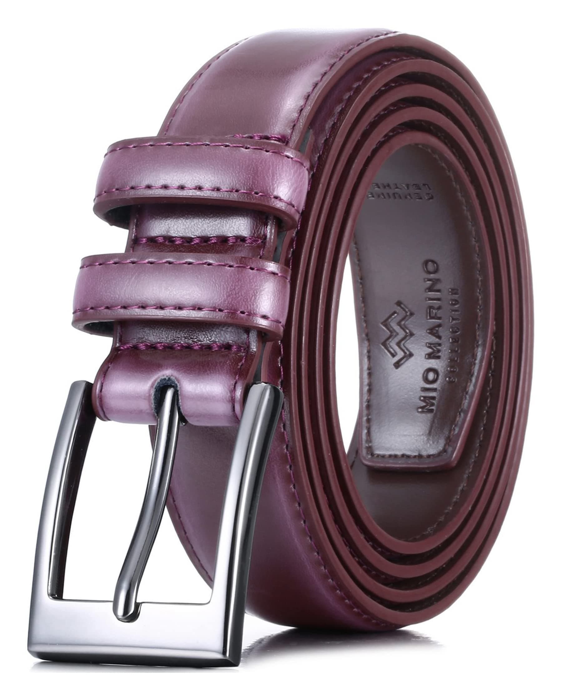 Marino’s Men Genuine Leather Dress Belt with Single Prong Buckle