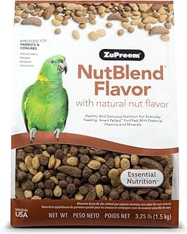 ZuPreem NutBlend Bird Pellets, Daily Bird Food for Parrot, Conure, Caique, African Grey, Eclectus, Small Cockatoo, Core Nutrition for Medium Large Birds, Made in USA, Parrot Food (M/L, 3.25 lb)