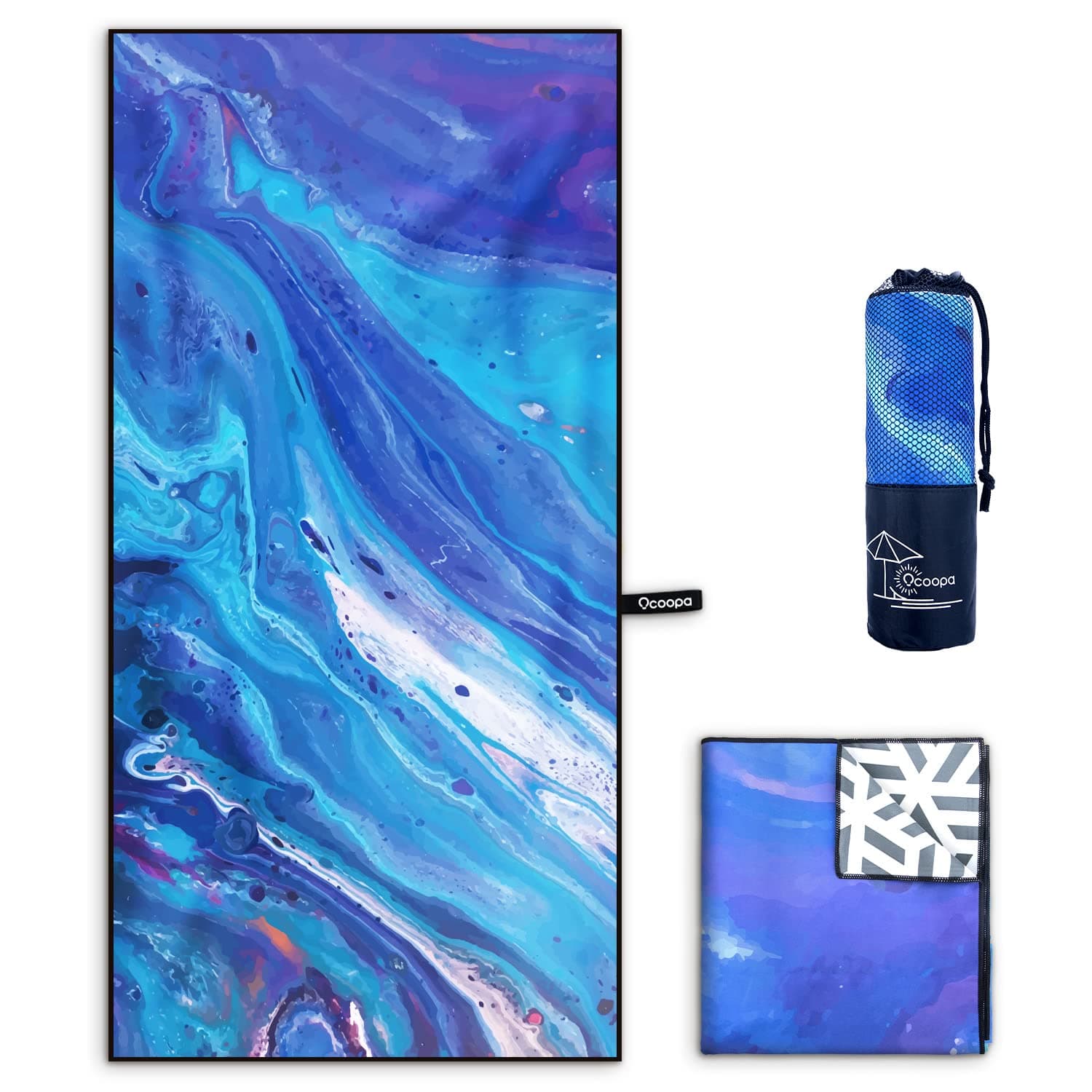 OCOOPA Microfiber Beach Towel Fast Drying, Extra Large 71" x 32" Sand Free Beach Towel Super Lightweight Towels for Swimming Pool, Camping, Picnic, Yoga Gym Sports