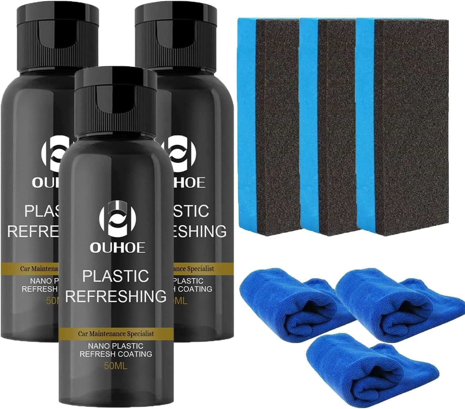 88AMZ Ouhoe Plastic Refreshing, 50ml Plastic Revitalizing Coating Agent, Nano Plastic Refreshing Coating, Plastic Parts Refurbish Agent for Car, New Car Restorer Cream Quick Restorer (3PC)