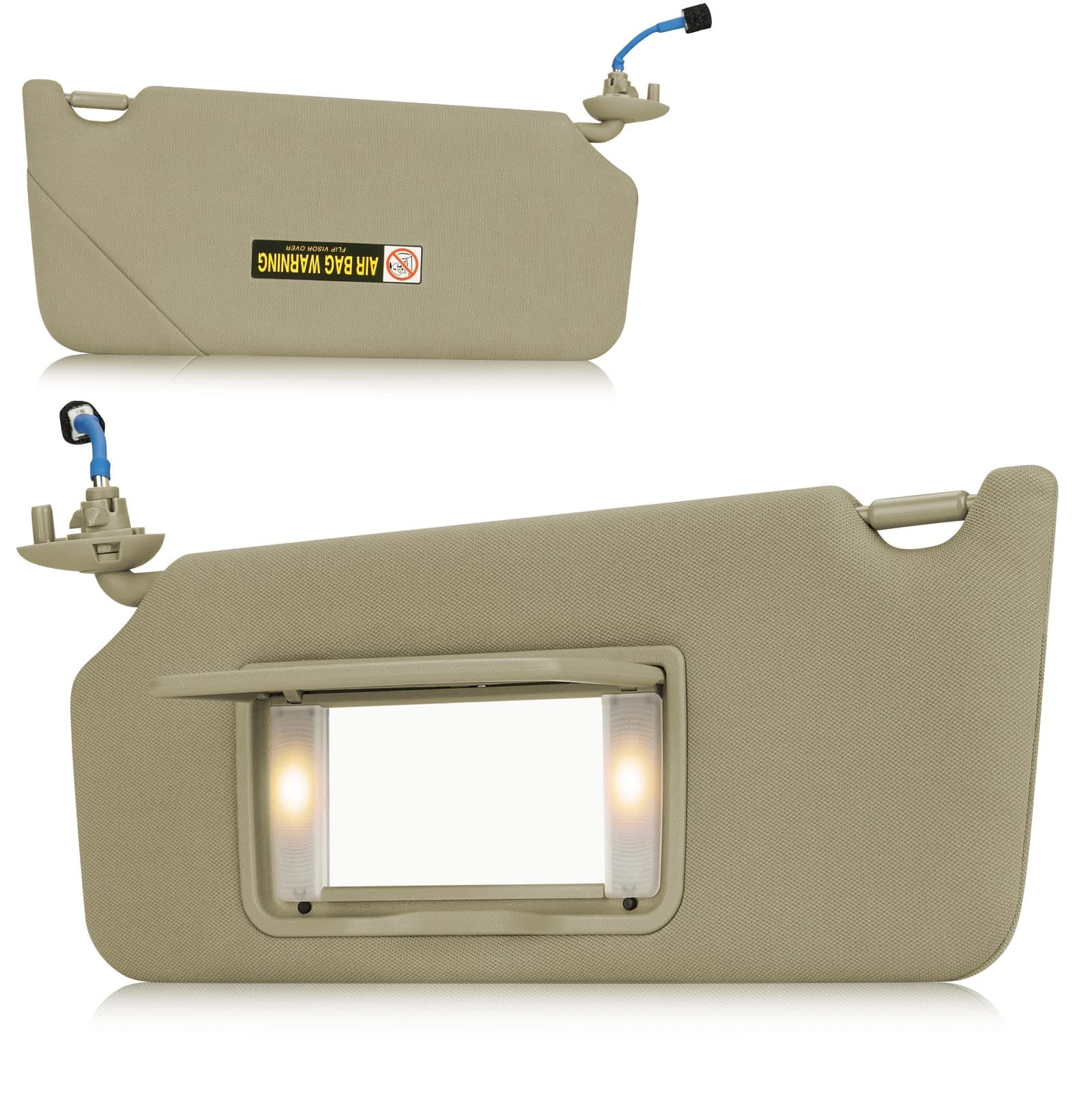 Left Driver Side Sun Visor with Vanity Light for Honda Accord 2008 2009 2010 2011 2012, Replace 83280TA0A91ZB Beige (JKSV0055JKZ)