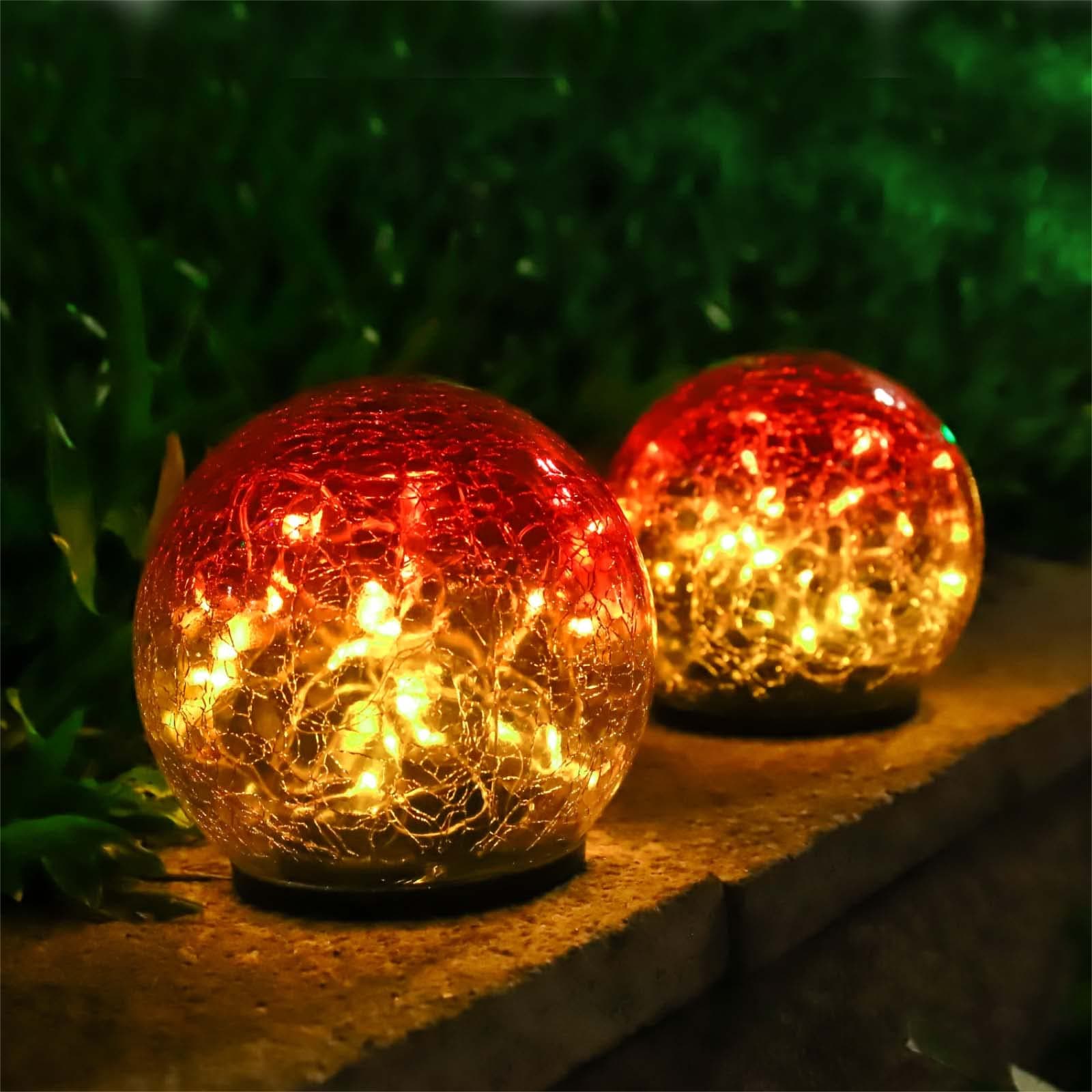Garden Solar Ball Lights Outdoor Waterproof, Solar Cracked Glass Globe Lights...
