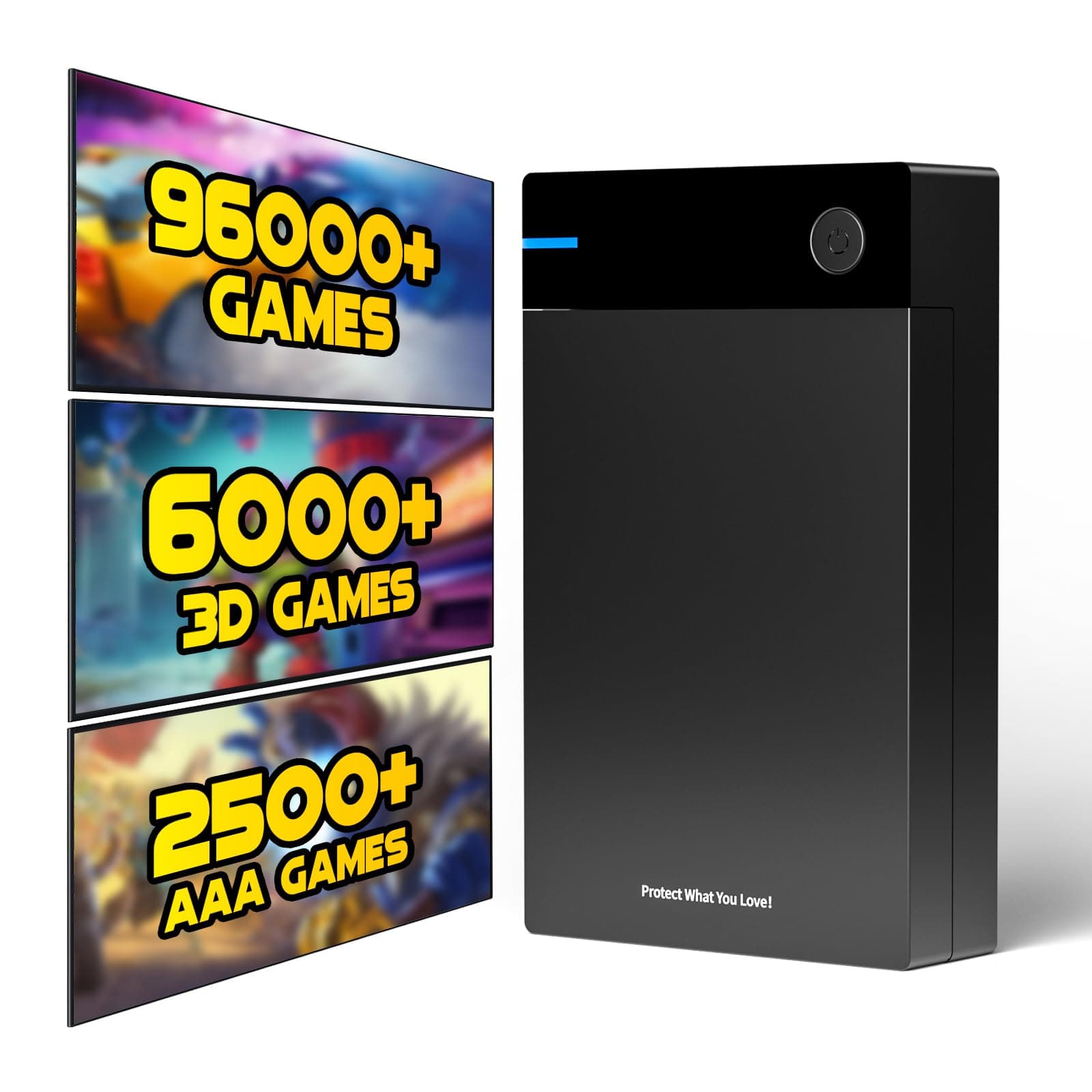 Kinhank 12Tb Hdd Retro Gaming Hard Drive With 96000+ Classic Games, Include 6000+ 3D Usb 3.0, External Portable Game Disk For Win 7/8/10/11
