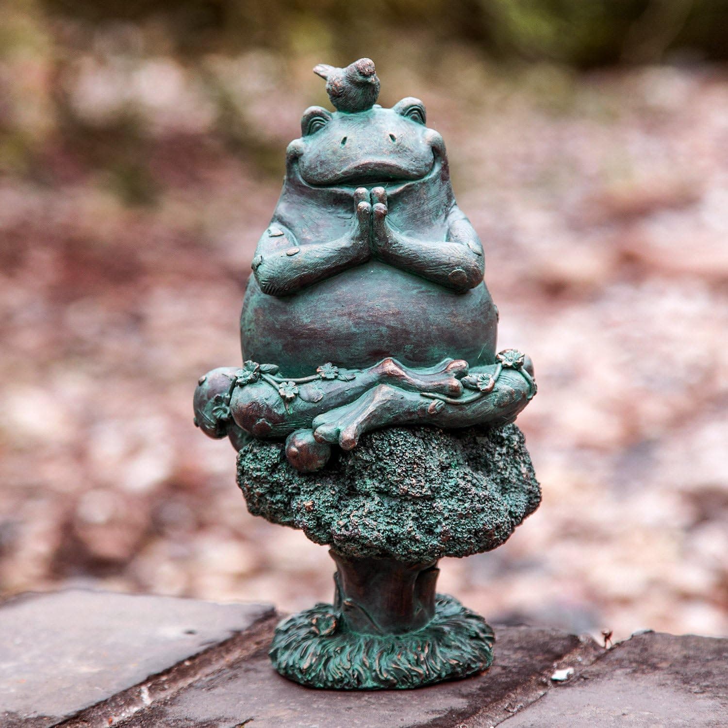 Topadorn Frog Statue Zen Garden Figurines for Home and Garden Decor, Garden Decoration Resin Statuary Yoga Frog, Dark Green