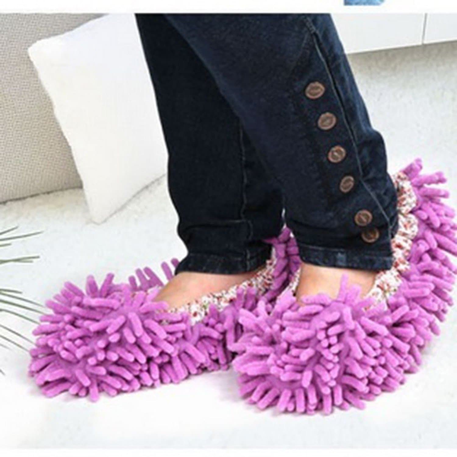 1 Pair Multifunctional Chenille Micro Fiber Slipper Shoe Covers Clean Slippers Lazy Drag Shoe Mop Caps Household Tools With 5 Color