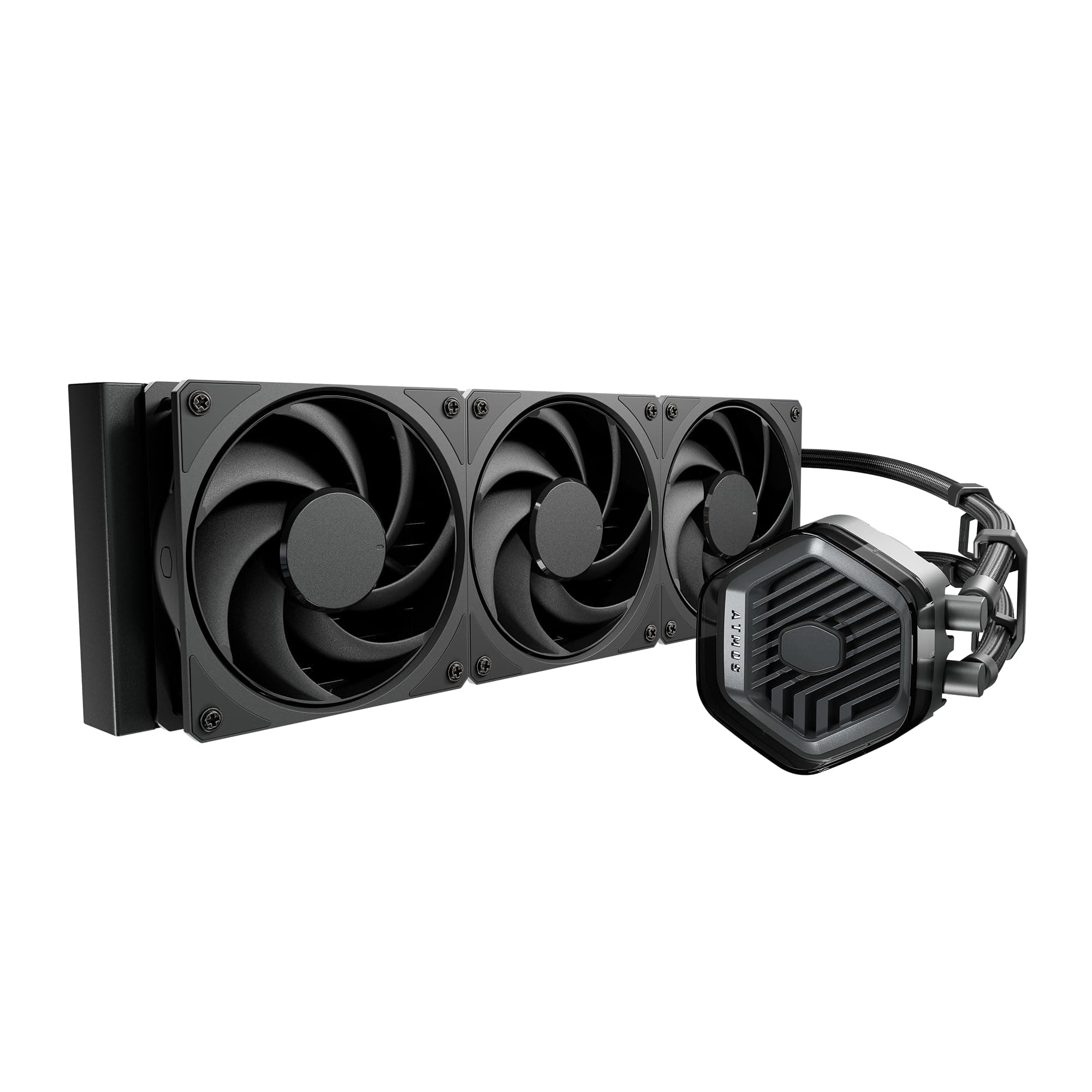 360 Atmos Stealth High Performance Close-Loop AIO Liquid Cooler, R9|i9 Dual Chamber Pump, Customize Cover, Mobius 120 PWM, AMD Ryzen AM5|4, Intel LGA 1851|1700 Platform