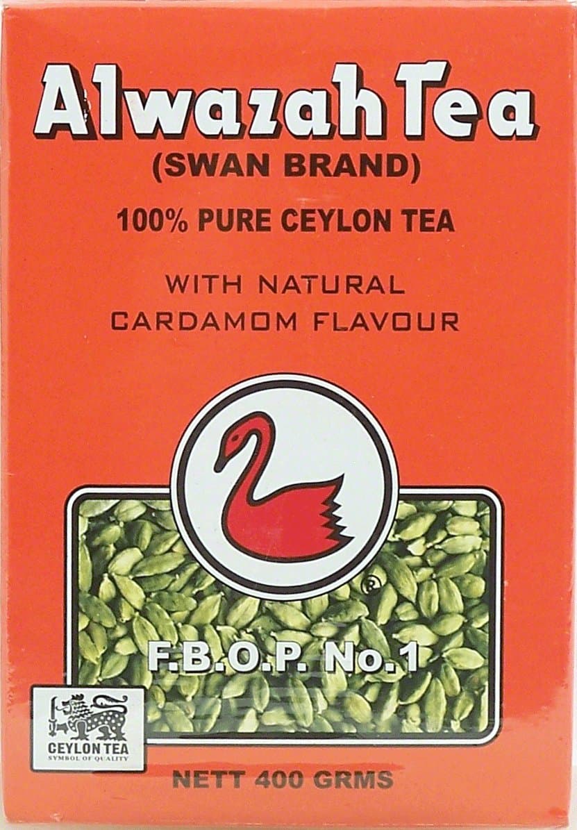 Alwazah ceylon tea with cardamom, 100% pure, F.B.O.P No. 1, 400-gram box
