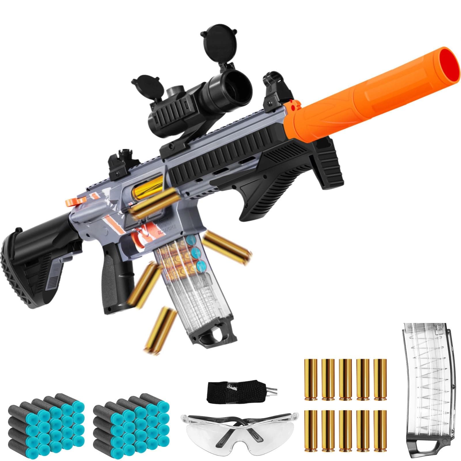Sniper Rifle Shell Ejecting Toy Gun with 40 Soft Bullets 1 Scope 10 Shells, Soft Bullet Toy Guns for Outdoor Shooting Games Toys for Christmas Halloween Birthday Gifts