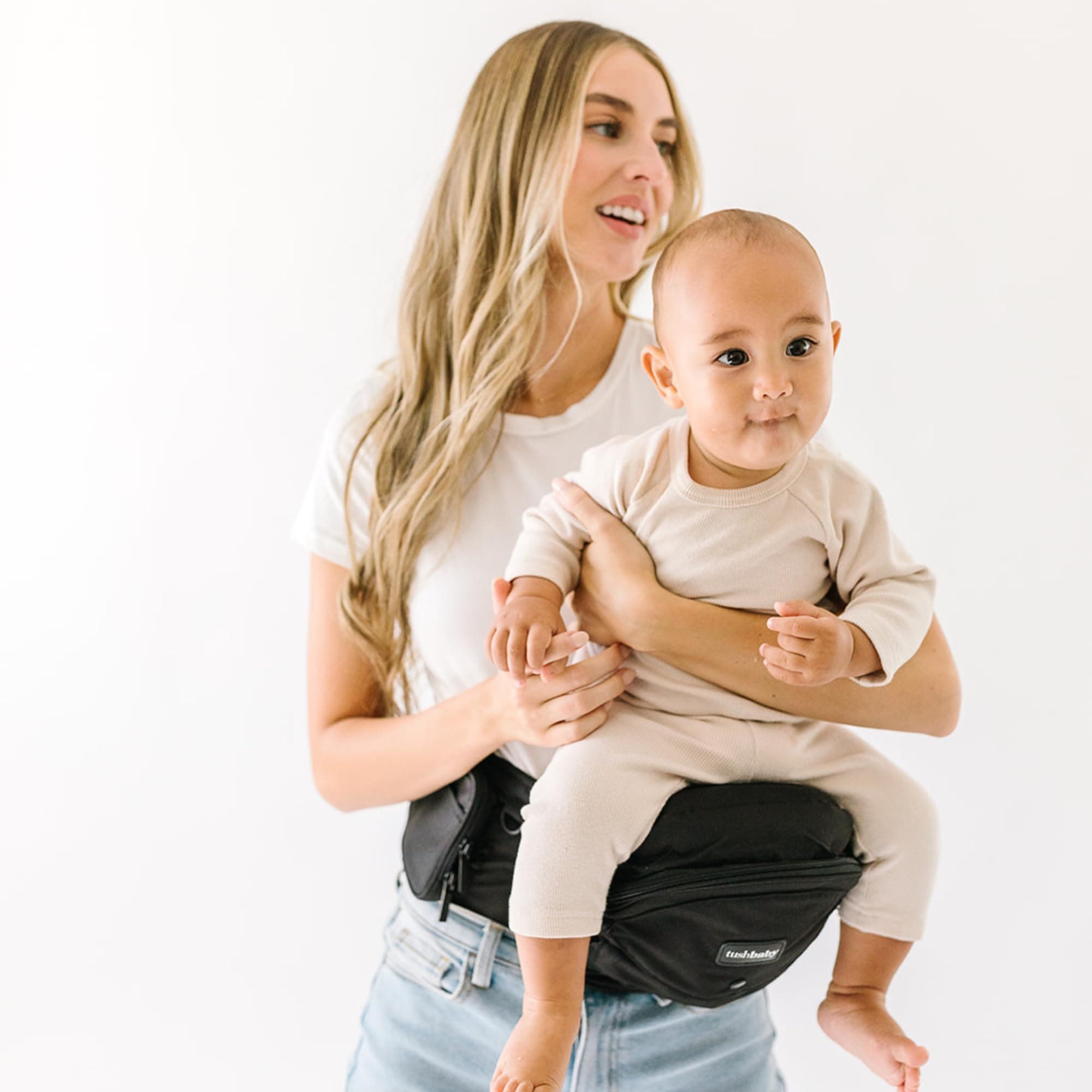 Original Hip Seat Baby Carrier for Babies & Toddlers up to 45 lbs, Safety Certified, Lightweight No-Foam Design with Storage, Black