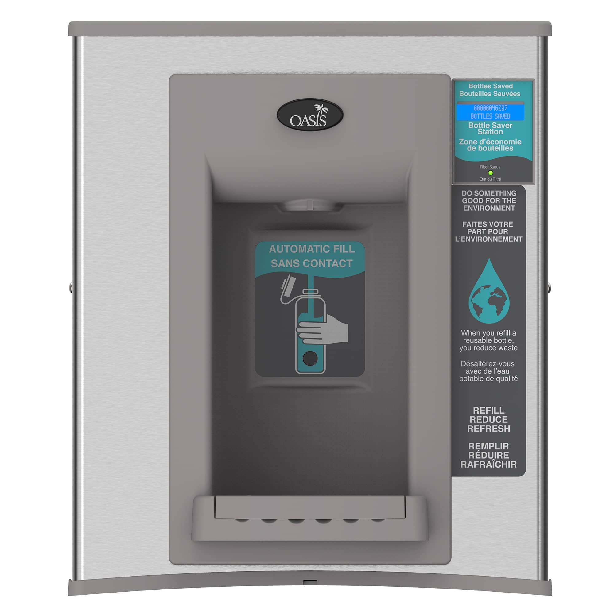 Oasis PWEBF Hands-Free Non-Refrigerated Sports Bottle Filler Retrofit Kit, Stainless Steel