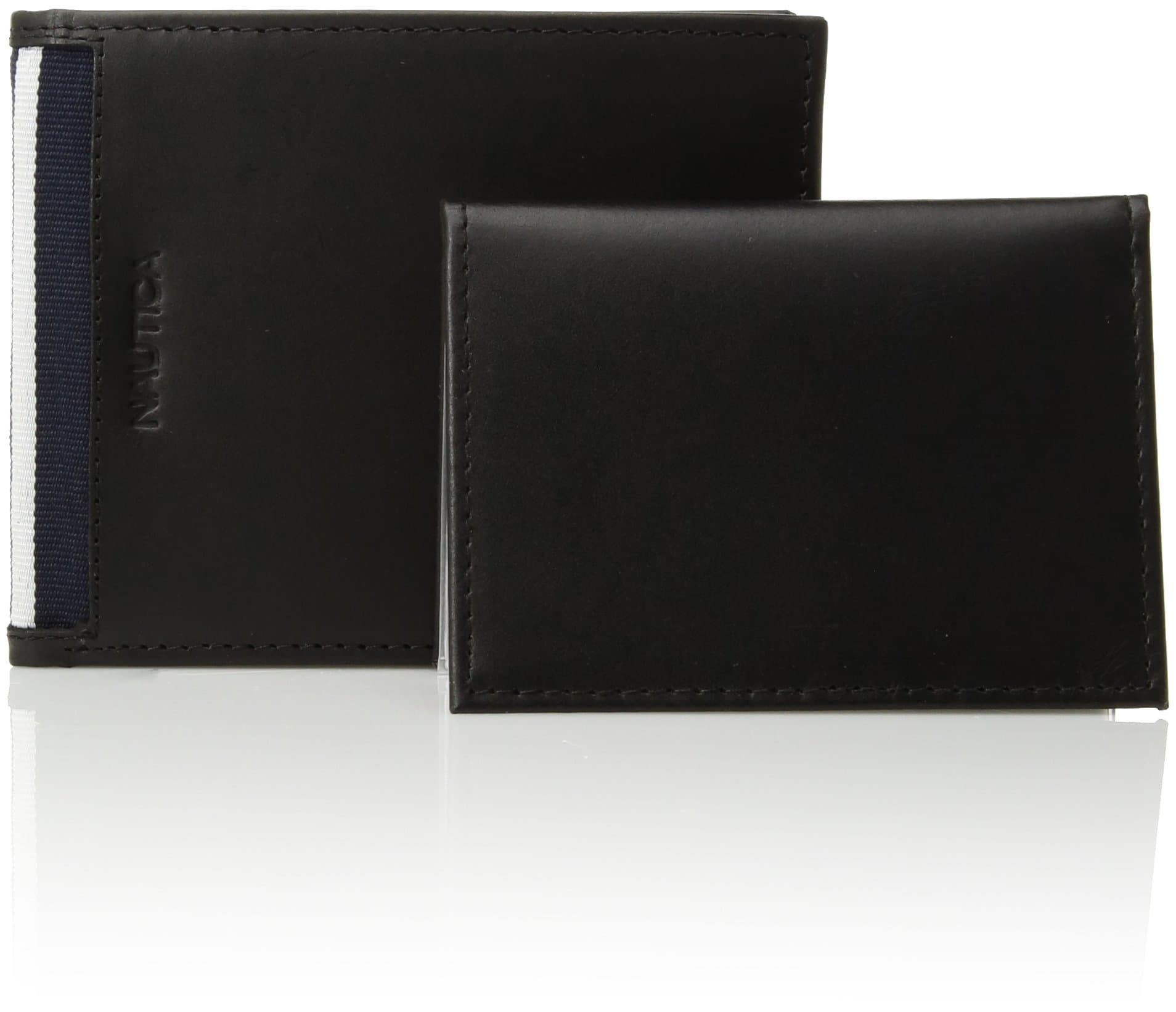 Nautica Men's Leather Passcase Wallet with Large Bill Compartment and ID Window