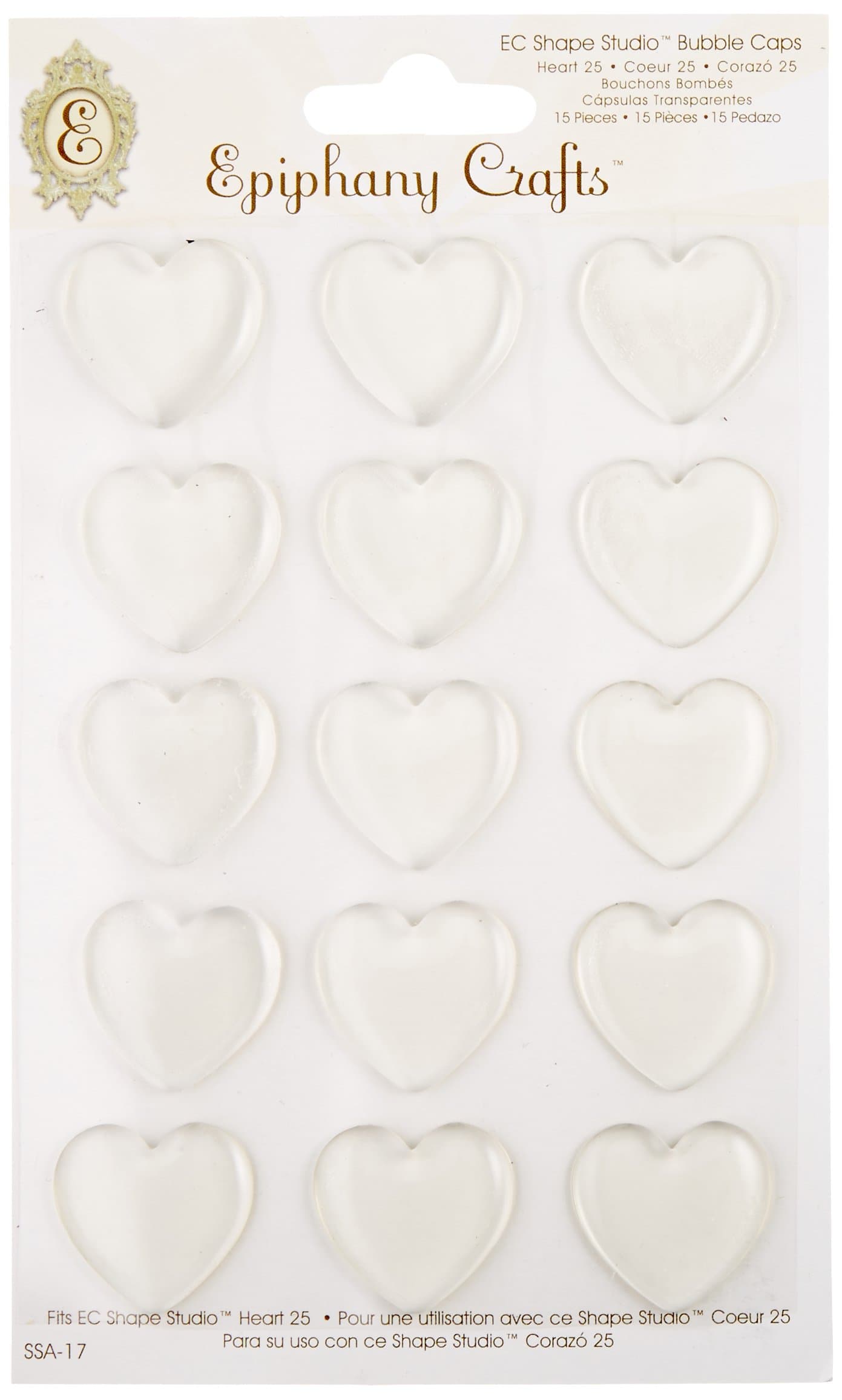 Ephiphany Crafts Clear Bubble Caps-Heart 25, 15/Pkg