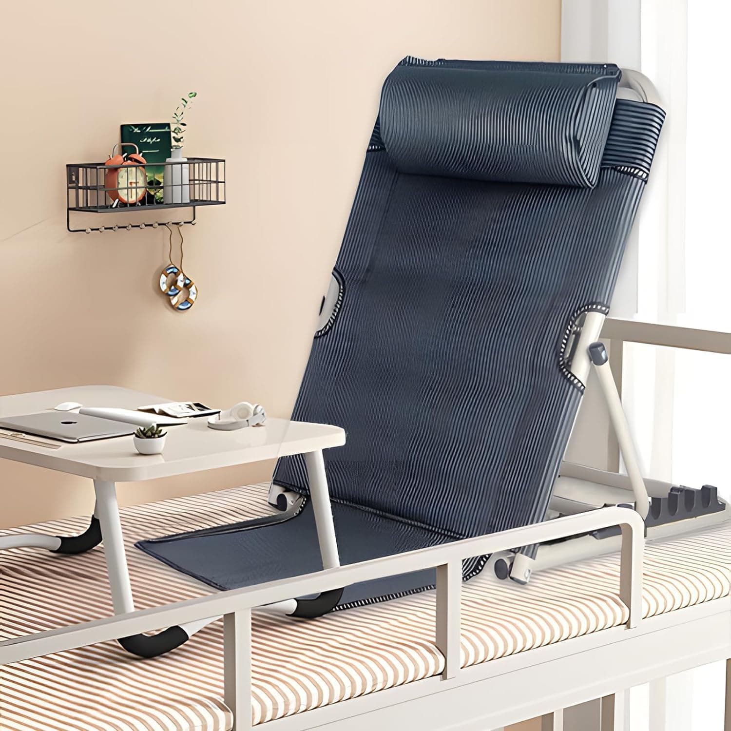 Lifting Bed Backrest Portable Folding Adjustable Sit-Up Back Rest Multi-Function Back Rest Bed Folding Disability Bed Backrest Support Change Angle of Backrest for Neck Head Lumbar Support