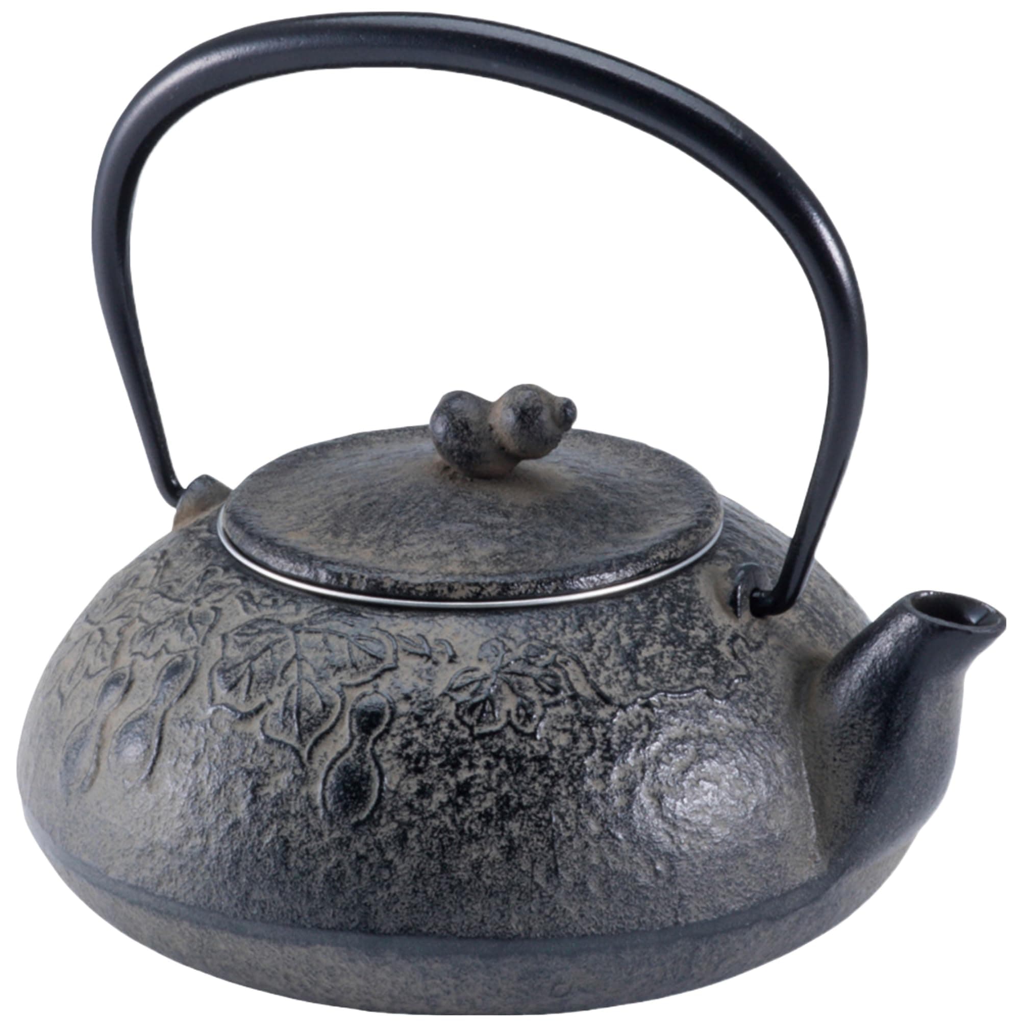 IPPINKAJapanese Cast Iron Teapot with Stainless Steel Tea Strainer - Nambu Tekki Traditional Japanese Ironware - Made in Japan - 0.4L Capacity - Gourd-Shaped Knob