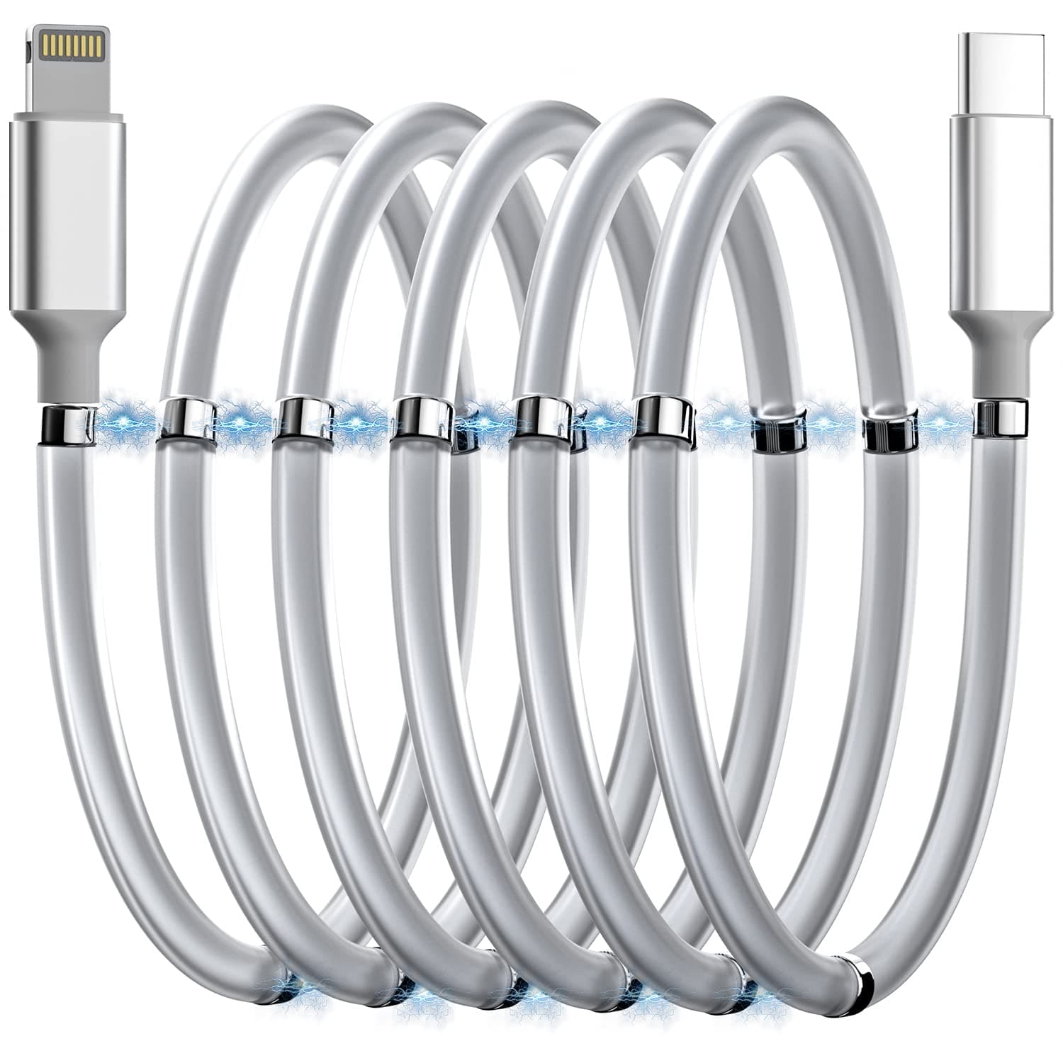 AICaseMagnetic USB C to Lightning iPhone Cable Type C Super Organized Charging Magnetic Absorption Nano Data Cable Compatible iPhone 14/13/12/11/Mini/Pro/Max/X/XR/8/SE,iPad Air/Pro/Mini