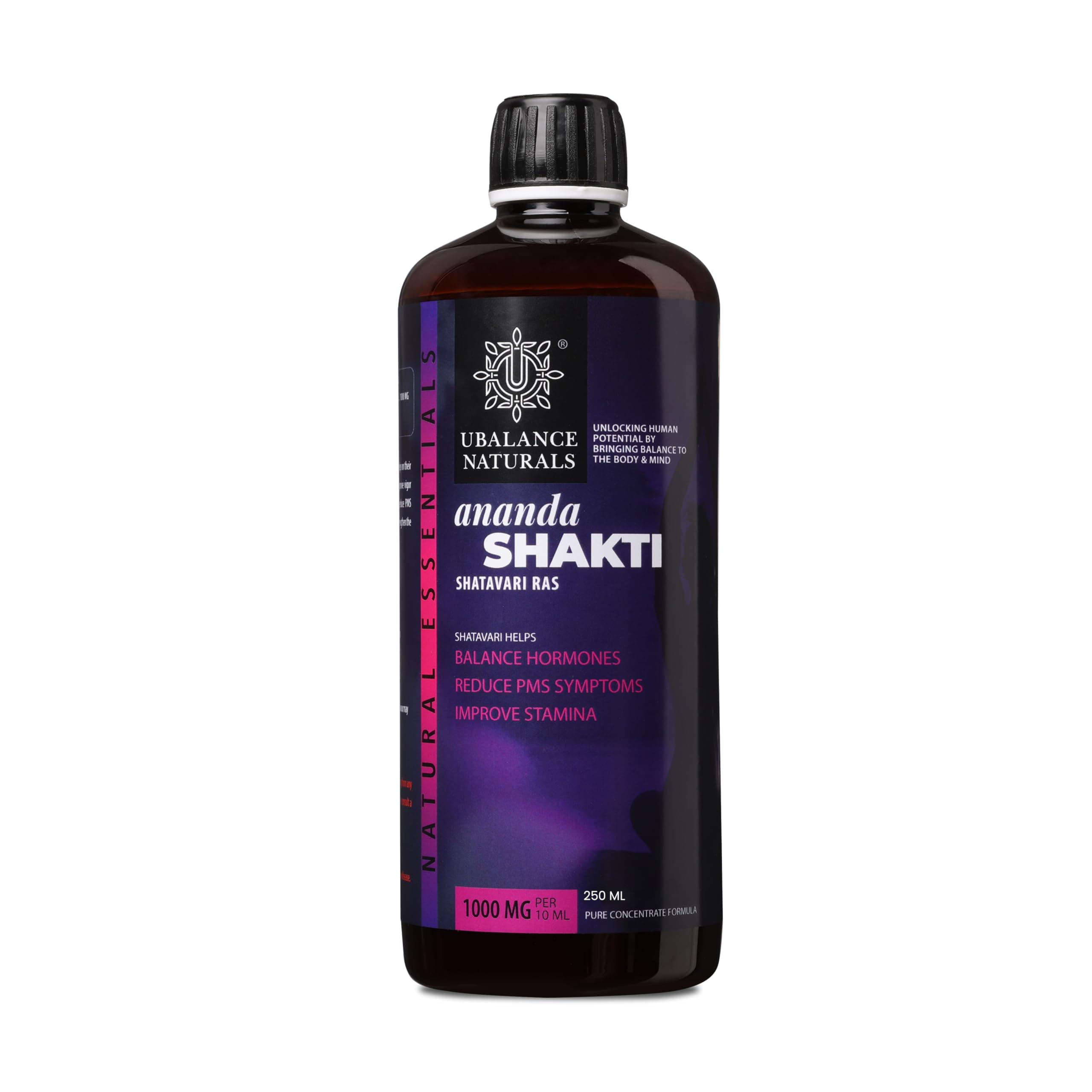 Ananda Shakti 1000MG 100% Natural Women health Pure Concentrated Shatavari Tonic Balances Hormones Regularize menstrual cycle Relief from PCOD Mood swings & Stomach cramps(250ml)