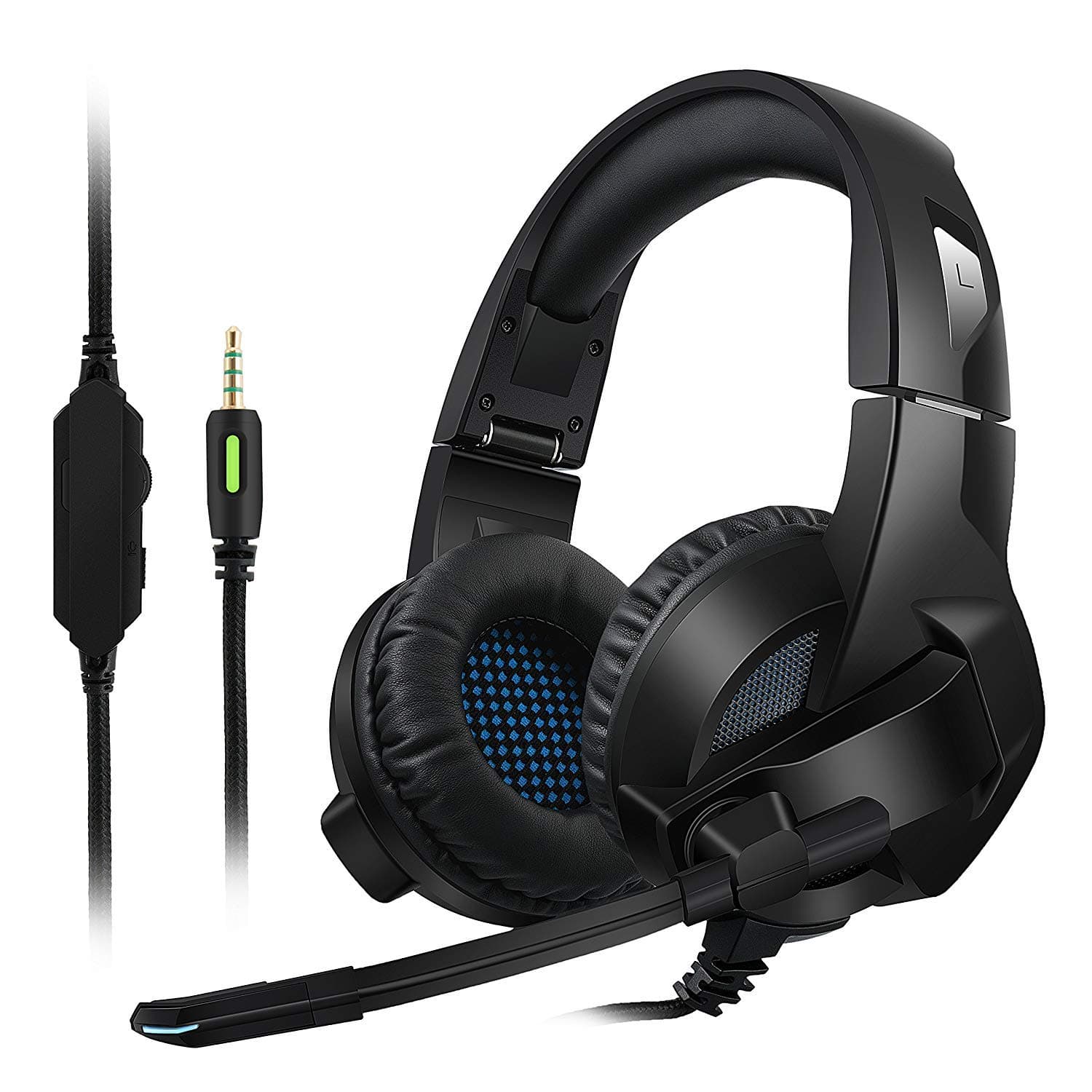 Amicool [Updated Version] Gaming Headset for PS4/XBox One, Stereo Bass Surround/Noise Reduction/Volume Control/Over-Ear Gaming Headphone with Mic for Laptop PC Mac Computer and Smartphone