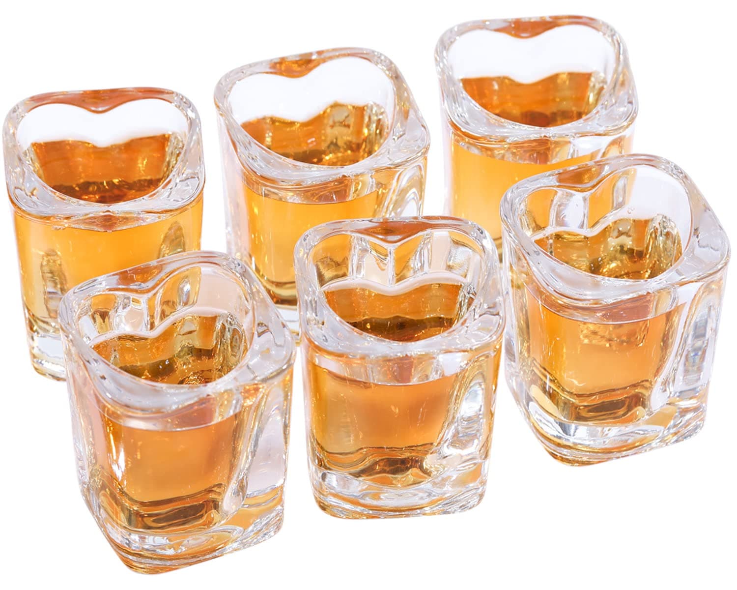 Heart Shaped Shot Glasses Cute Bar Cart Accessories | Bar Cart Decor 2oz (6, Clear)