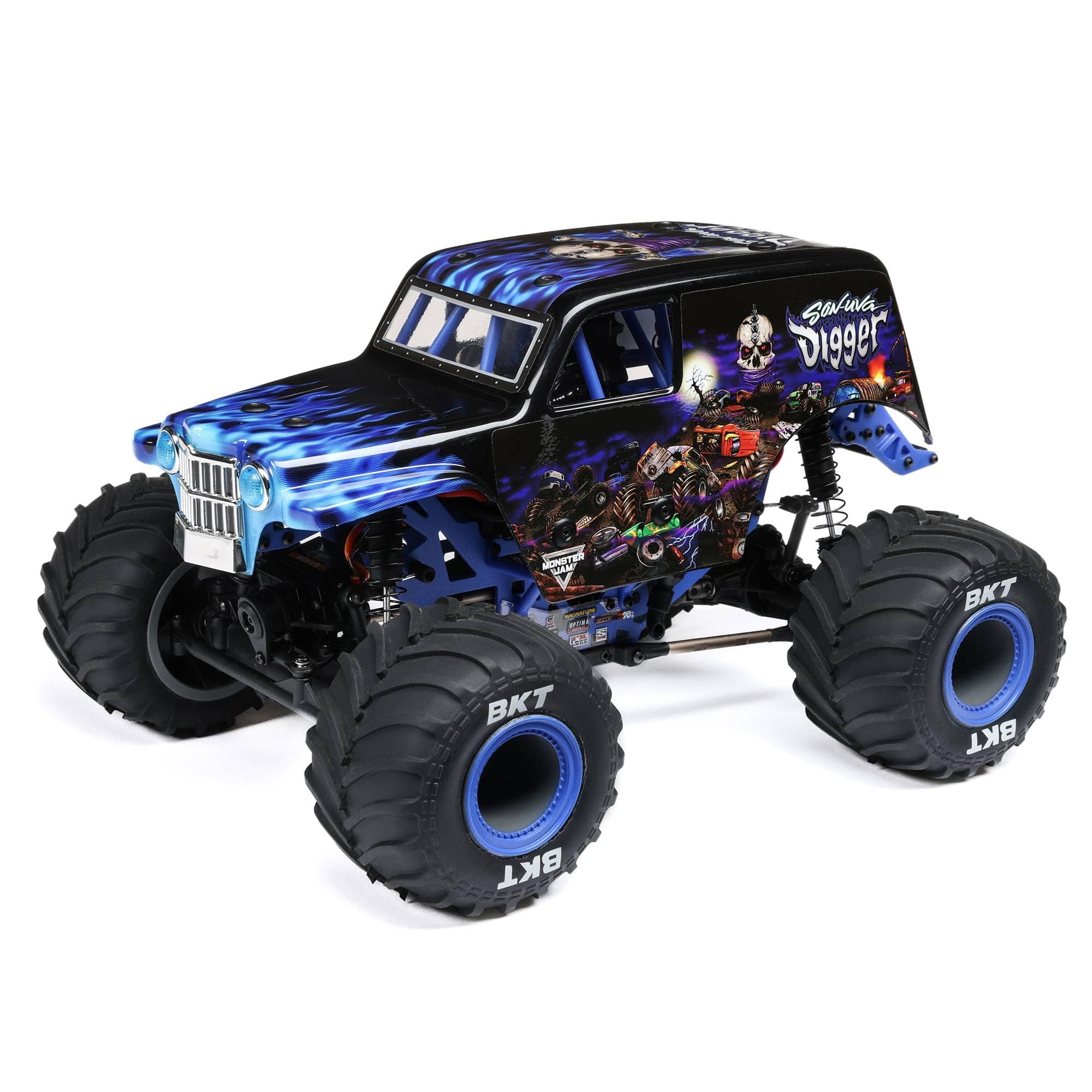 Losi 1/18 Mini LMT Son Uva Digger 2S 4X4 RTR Brushed Monster Truck Battery & Charger Included Blue LOS01026T2