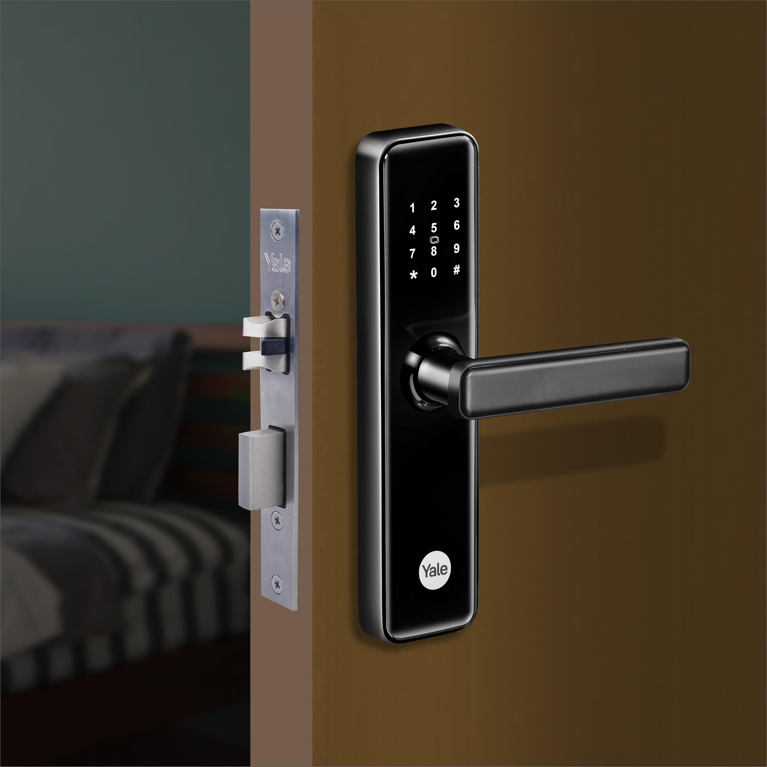 - YDME 50 Pro, Smart Door Lock with Pincode, RFID Card & Mechanical Keys, Color- Black, for Home & Office (Free Installation)…