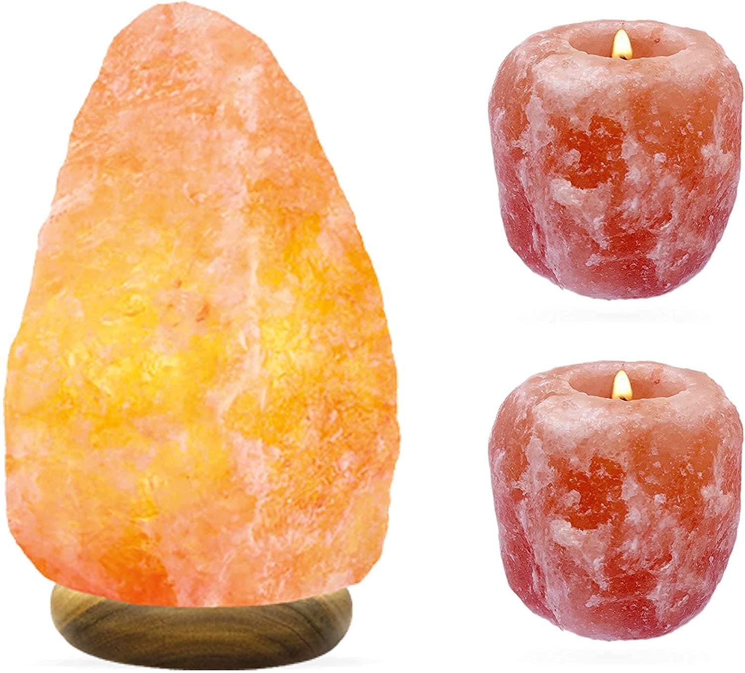 2-3 KG Himalayan Salt Lamp + 2 Salt Candle Tealight Holder Premium and Authentic Quality White Crystal Rock with British Standard, CE Certified Electric Button Cable