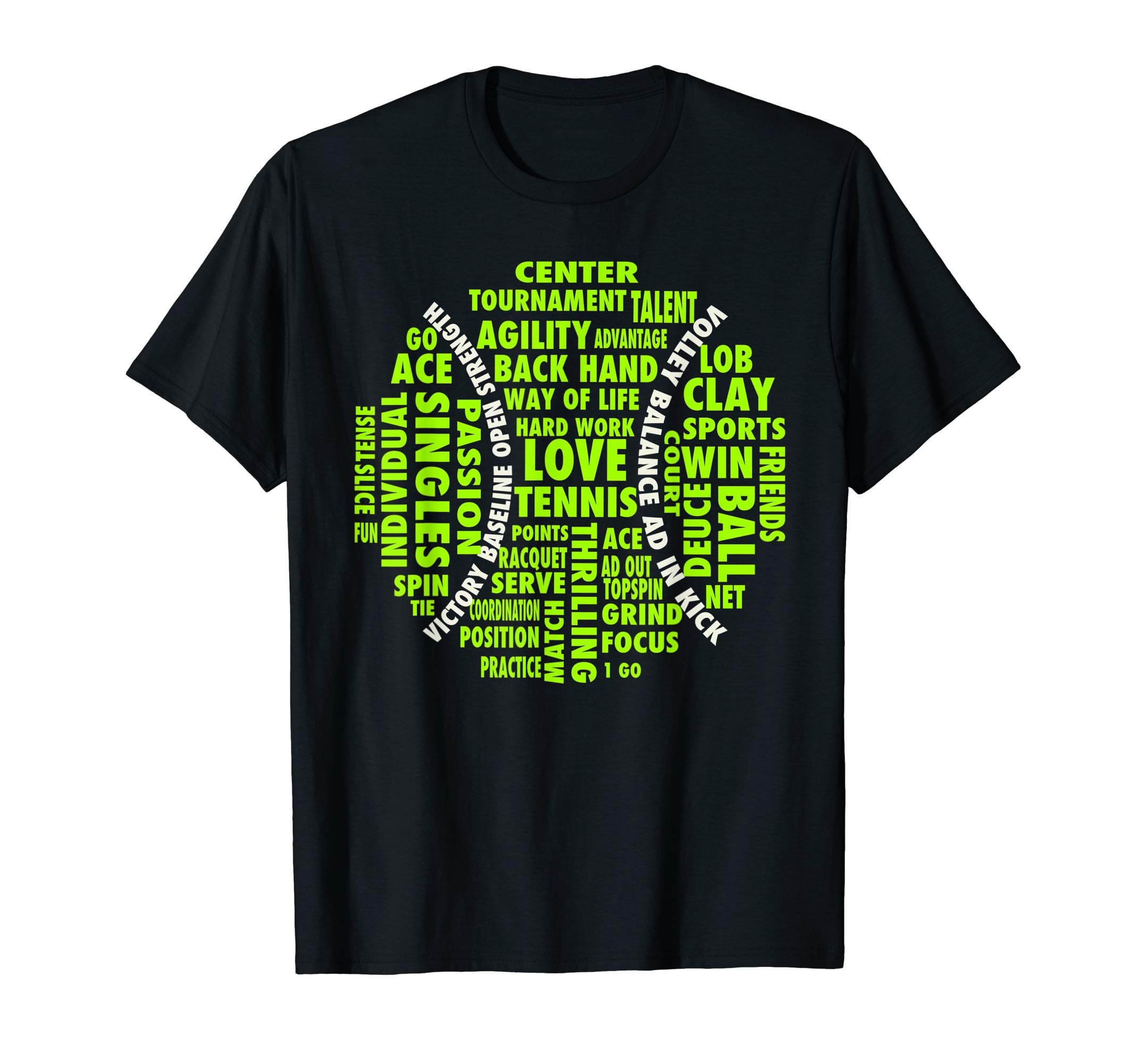 Cute Unique I Love Playing Tennis Design T-shirtsTennis Ball Word Cloud Shirt | Cool Tennis Players Tee Gift T-ShirtOEKO-TEX STANDARD 100