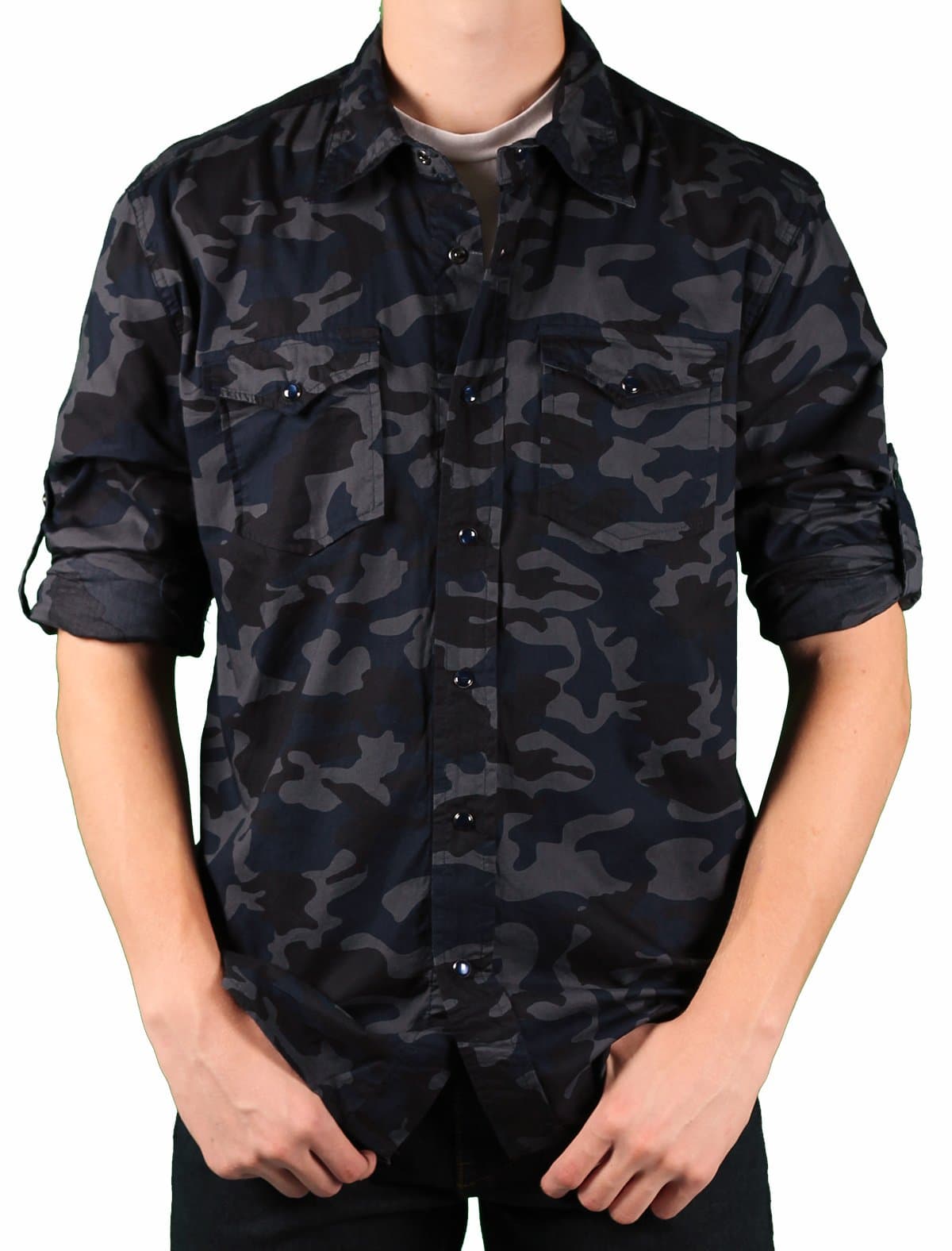 Young Men's Roll-Sleeve Camo Shirt