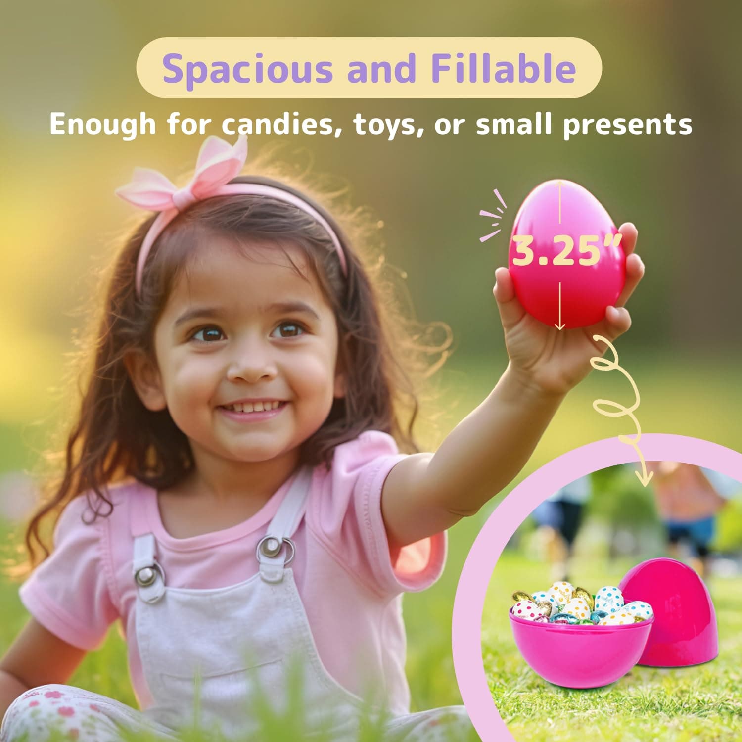 PREXTEX 3.5” Unfilled Easter Eggs, 12 pcs Empty Plastic Eggs Fillable with Candy, Presents for Toy Basket - Easter Decorations, Toy Egg Basket - Boys and Girls