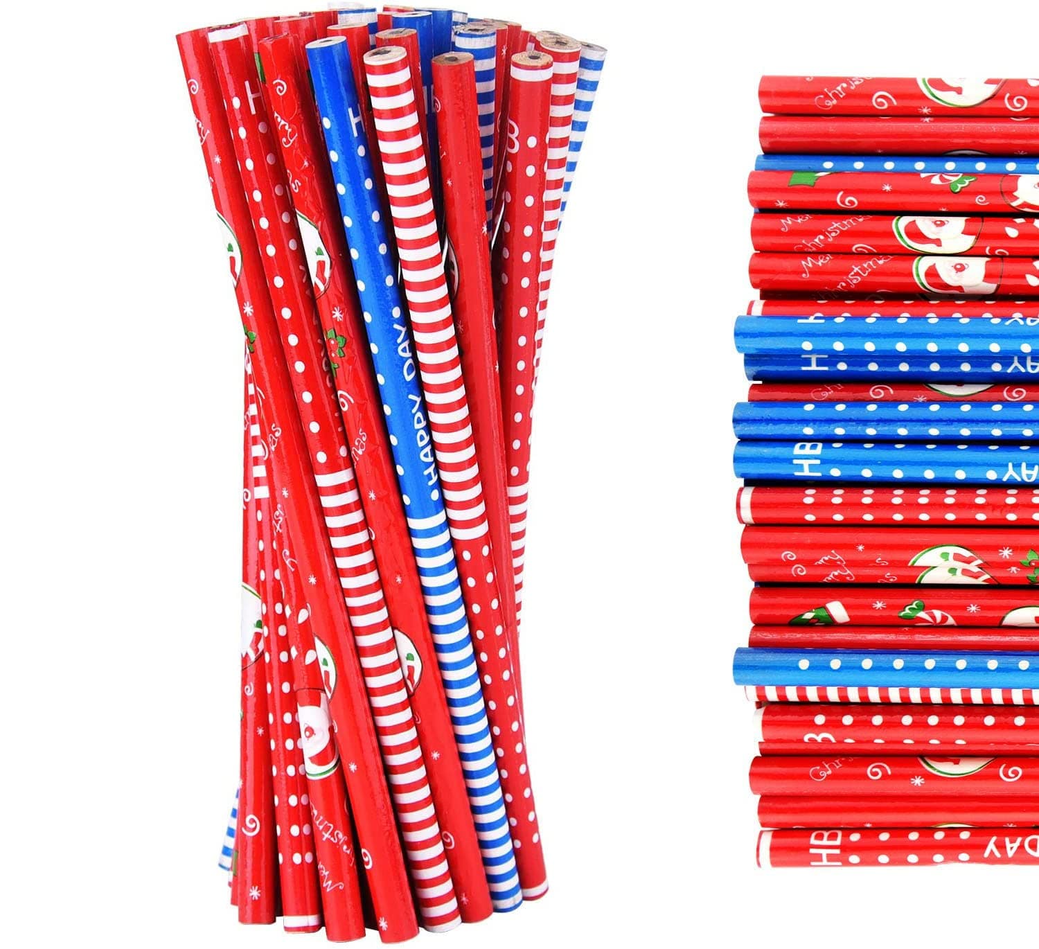 TUPARKA 75 Pcs Christmas Pencil Erasers Set, 40 Pcs Christmas Pencils with 35Pcs Erasers Fun Stationary Equipment for Party Bag Fillers Party Favor Supplies Funny Gift Idea