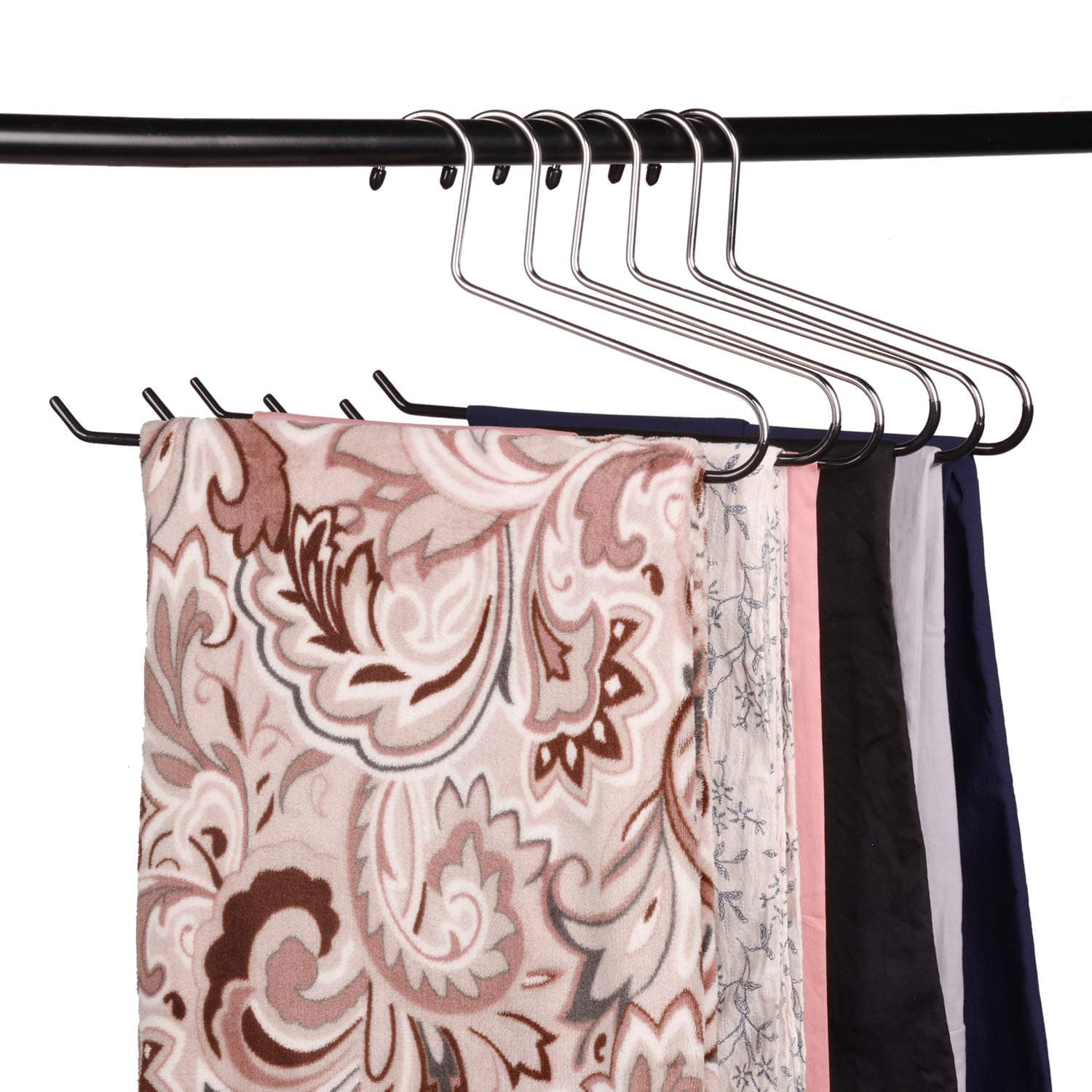 VASLIM Blanket Hangers Pants Hangers Heavy Duty Stainless Steel Black Vinyl Coated Nonslip - Great for Closet Storage Space Saving 8 Pack Black