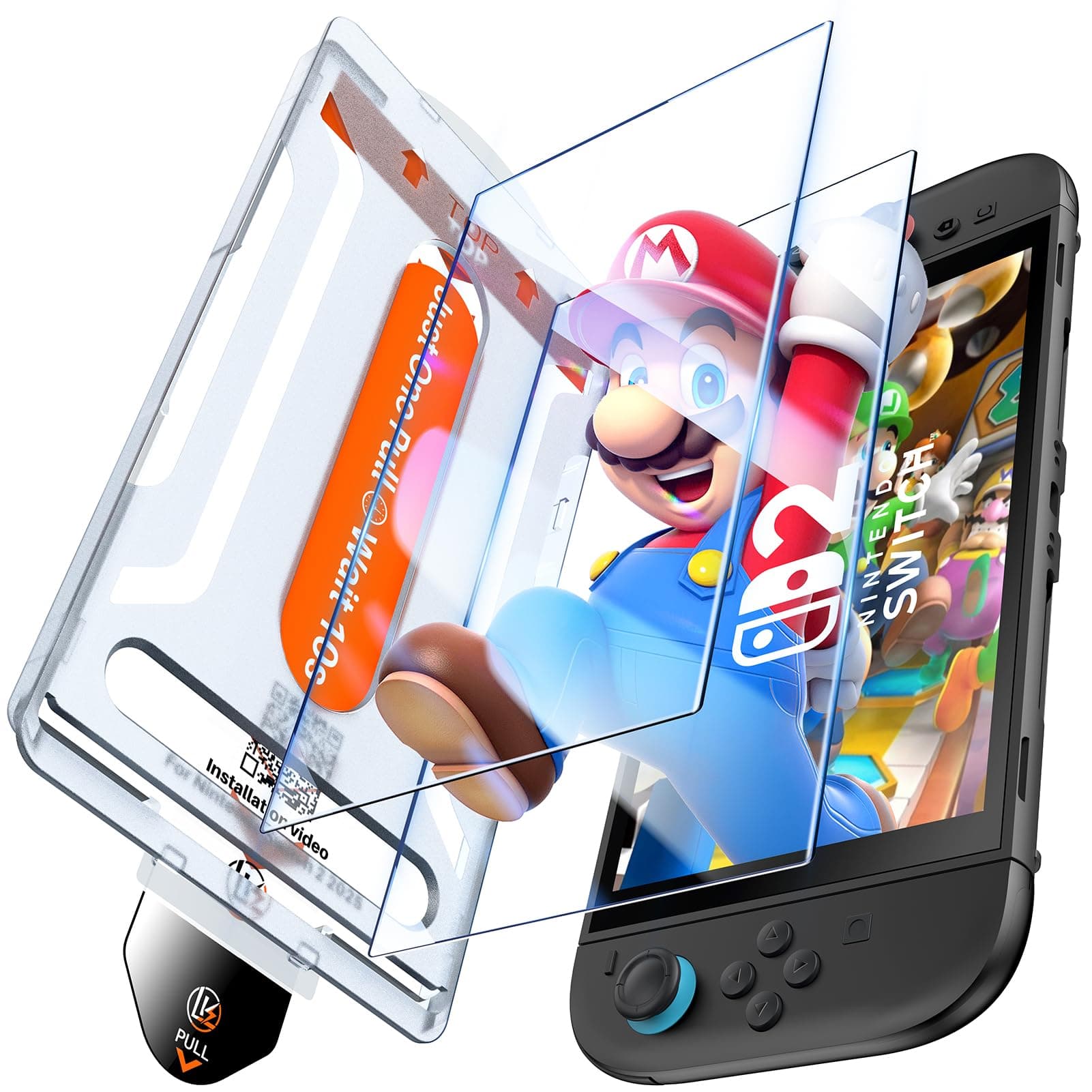 for Nintendo Switch 2 Screen Protector [2025 Verision] One-Pull Install &Auto-Dusting 0 Bubble, Switch 2 Screen Protector Tempered Glass, Anti-Scratch, Full Coverage HD Ultra, 2 Pack