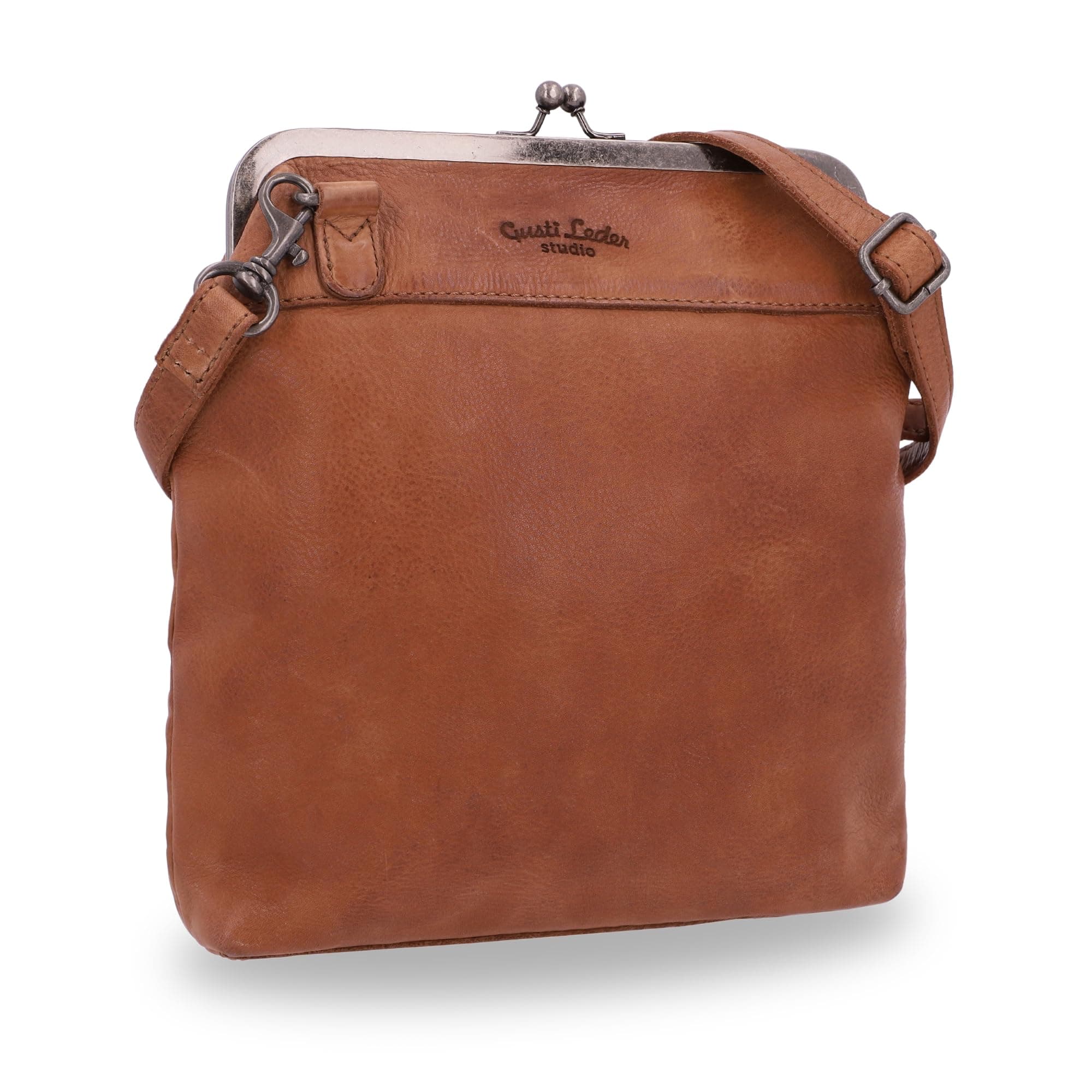 Gusti Leather Women’s Hobo Handbag – Small Vintage Shoulder Bag Purse for Daily Use, Genuine Brown Leather, Compact Versatile Crossbody, One Size