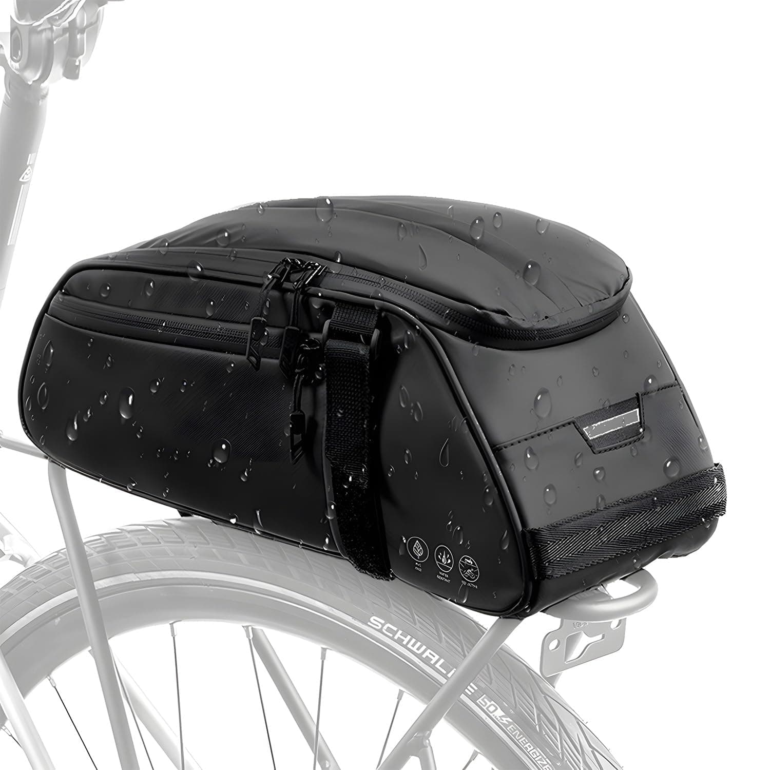 WOTOW Waterproof Rear Bike Rack Bag, Reflective Bike Storage Saddle Bag for Bicycles Rear Rack, 8L Panniers Bike Ebike Trunk Bag Cycling Pounch for Travel Commute