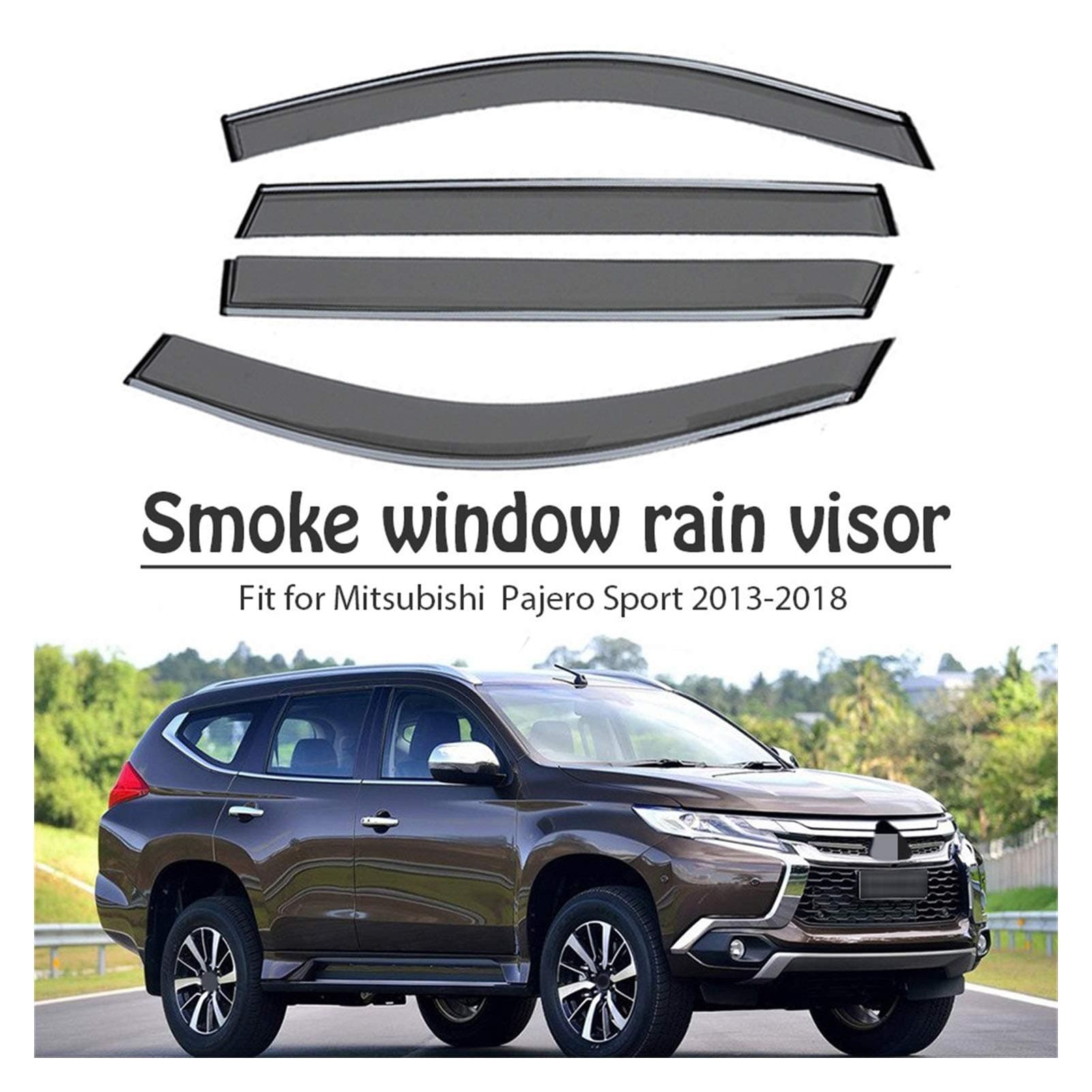 Window Wind Deflectors For Mitsubishi Pajero Sport 2013 2014 2015 2016 2017 2018 Side Window Visors Wind Deflectors Rain Visor Side Window Deflector