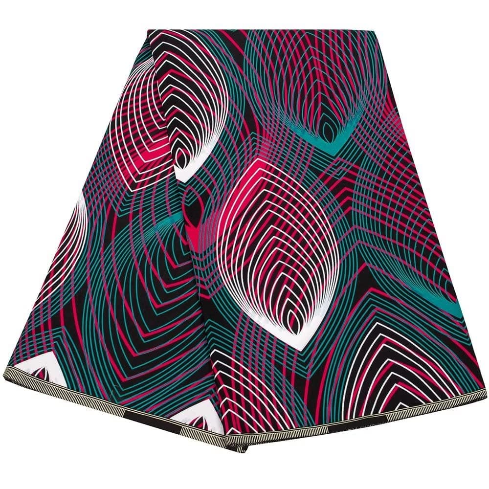 BintaRealWax African Fabric 100% Cotton Kente Cloth 6 Yards Ankara Print Wax Fabric, Black History Month