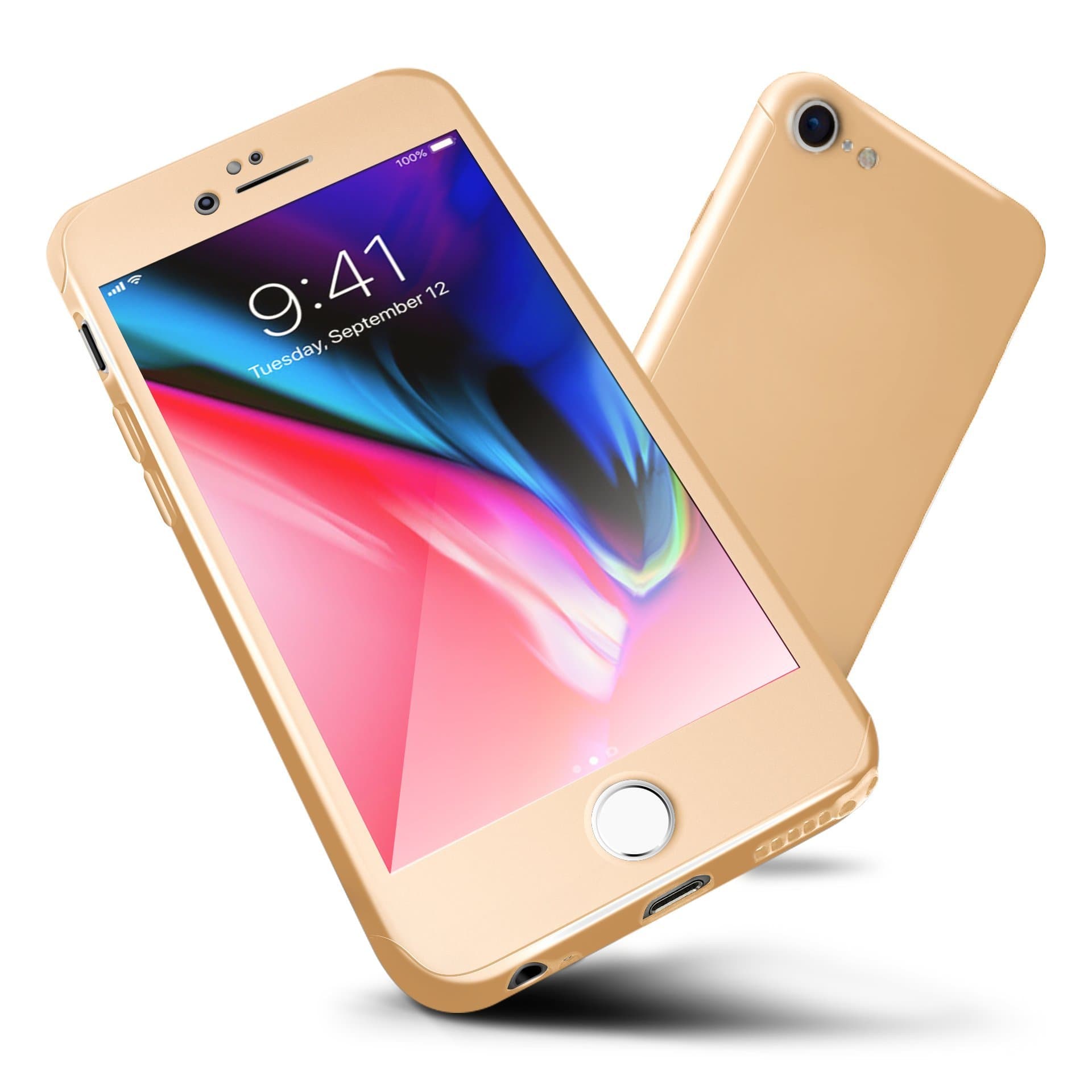 ORETECHDesigned for iPhone 6s Case, iPhone 6/6s Case Full Body Hard PC Case with[2 x Tempered Glass Screen Protector] Ultra Thin Lightweight Anti Scratch Case for iPhone 6 Case-4.7"-Gold