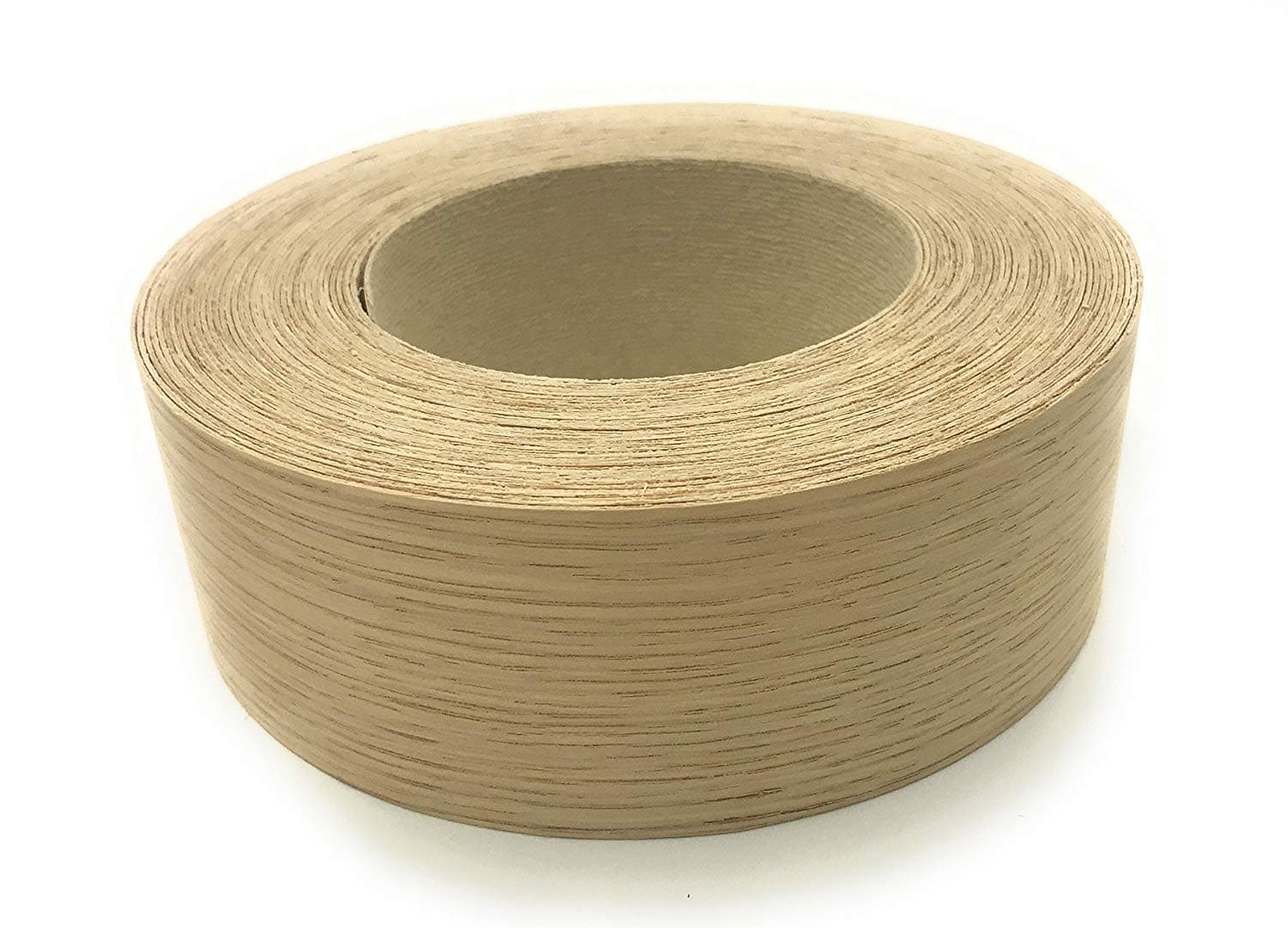 Edge Supply White Oak 1-1/2" X 25' Roll Preglued, Wood Veneer Edgebanding, Flexible Wood Tape, Easy Application Iron On with Hot Melt Adhesive. Smooth Sanded Finish. Made in USA.