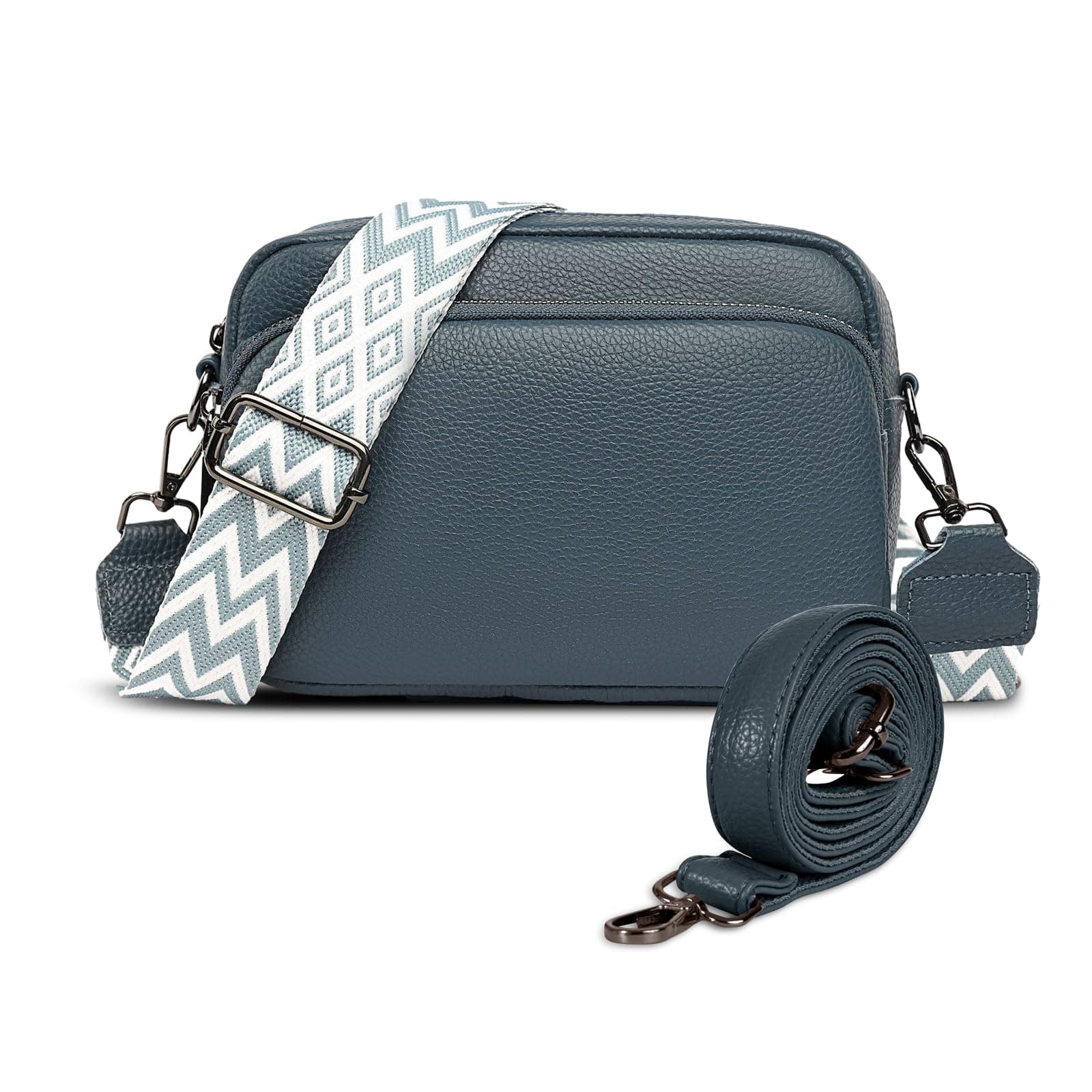 Leather Cross Body Bag Woman Wide Strap Crossbody Bags for Women Small Women Handbags Simple Trendy Shoulder Purse for Travel