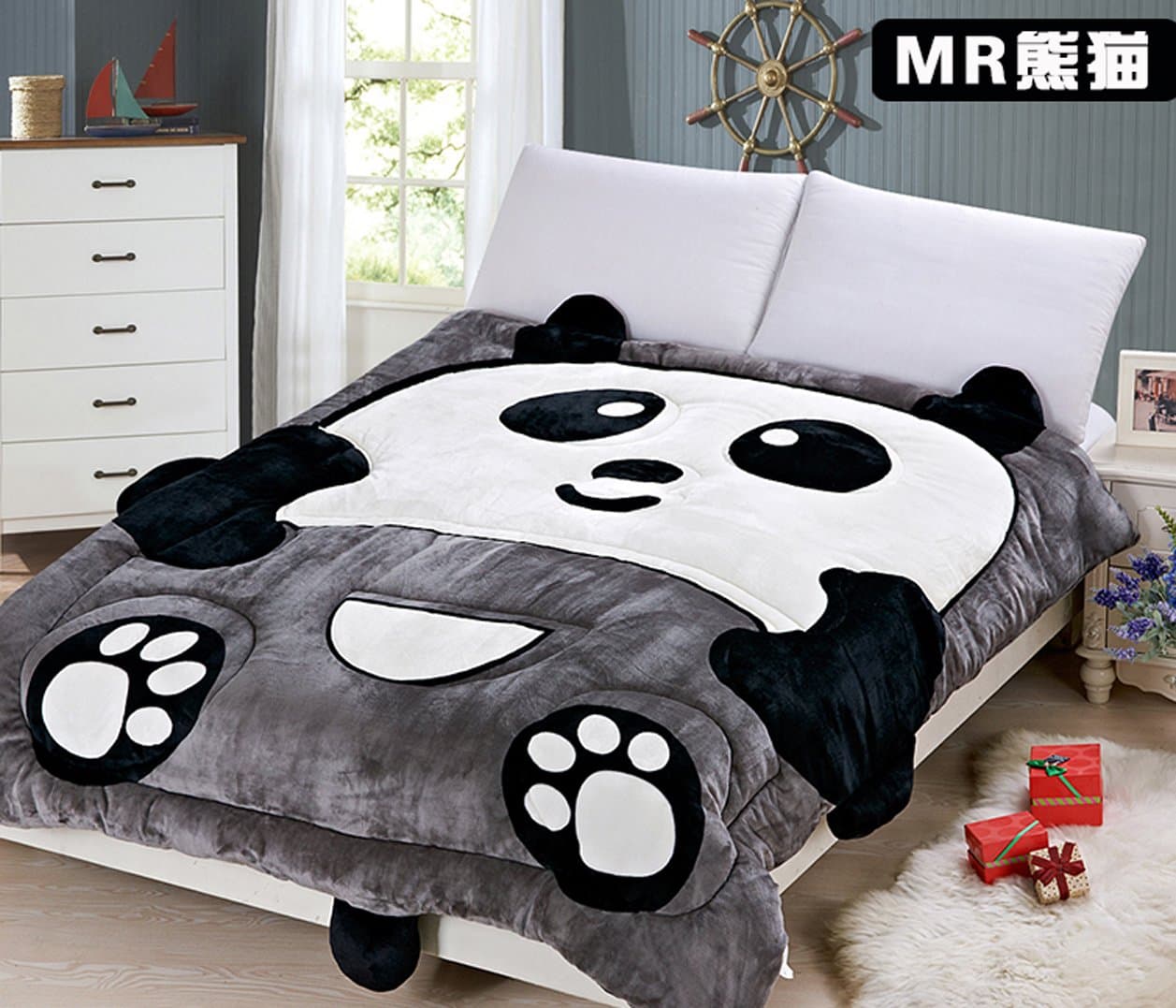 YOYOMALL Cute Panda Quilt for Kids,Children's Quilt Twin Size.