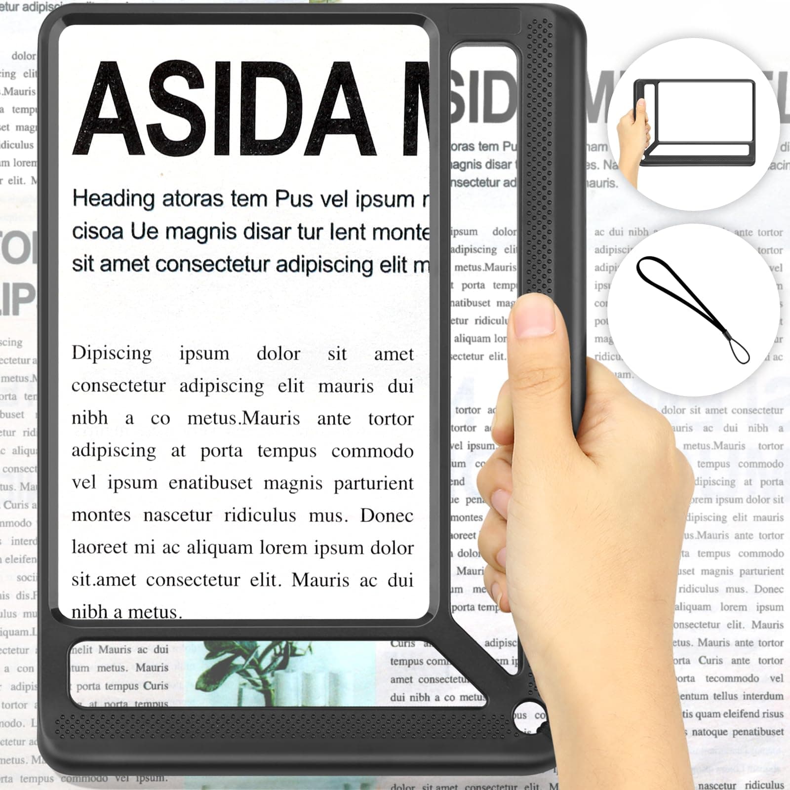 5X Full Page Magnifying Glass for Reading, Lightweight Rectangular Magnifier Provides Large Book Page Viewing Area, Upgraded Handheld Magnifier for Reading Small Prints for Seniors Low Vision