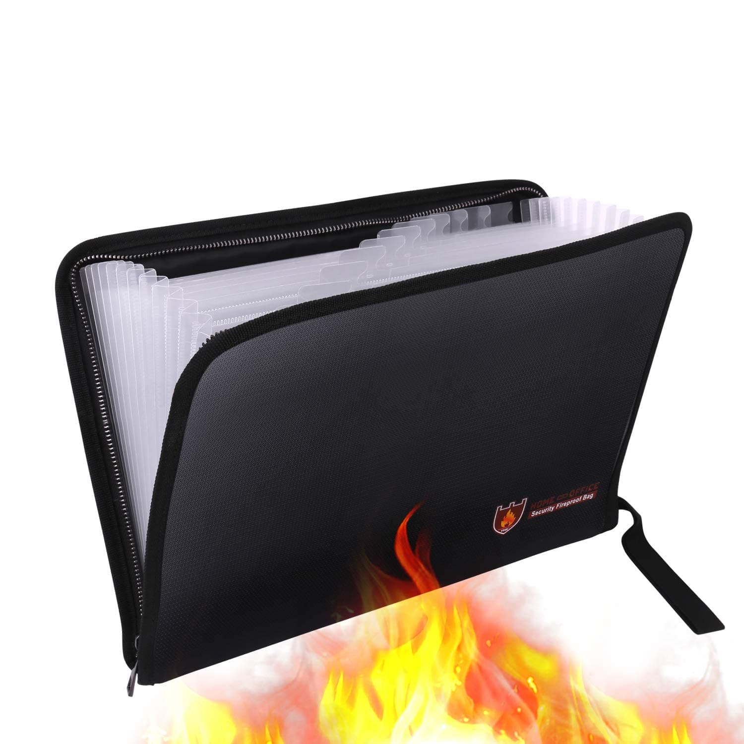 Fireproof Document Holder Expanding File Folder Important Document Water Resistant Money Document Bag with 13 Pockets Zipper Closure Non-Itchy Silicone Coated Portable Filing Organizer Pouch