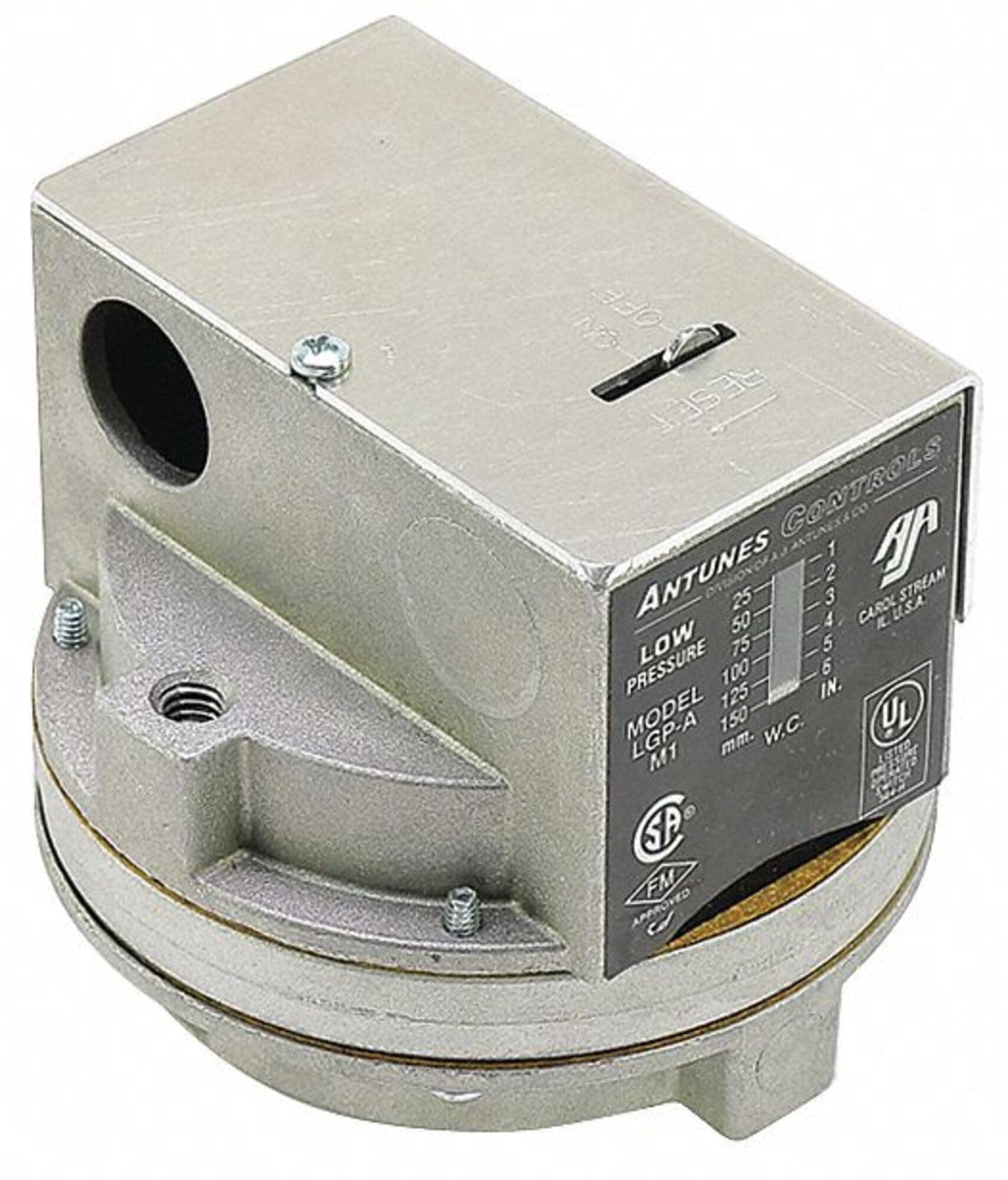 803112501 1/4" NPT Connection, 1/8" NPT Vent (LGP-A), 1-6IN WC, Low Gas Pressure Switch, Manual Reset, SPDT
