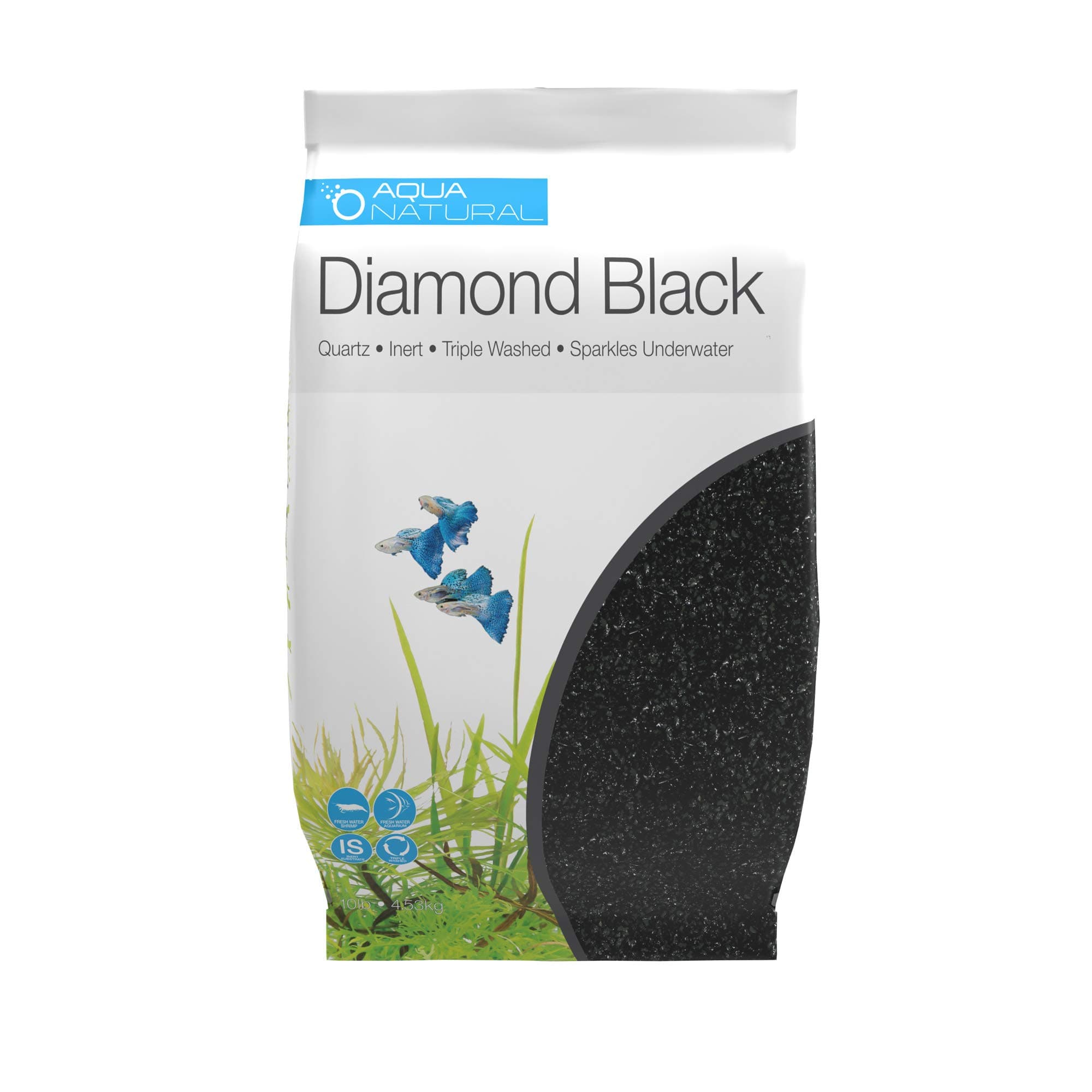 Diamond Black 10lb, Premium Gravel and Substrate for Aquariums, Fish Tanks and terrariums, 1-2mm