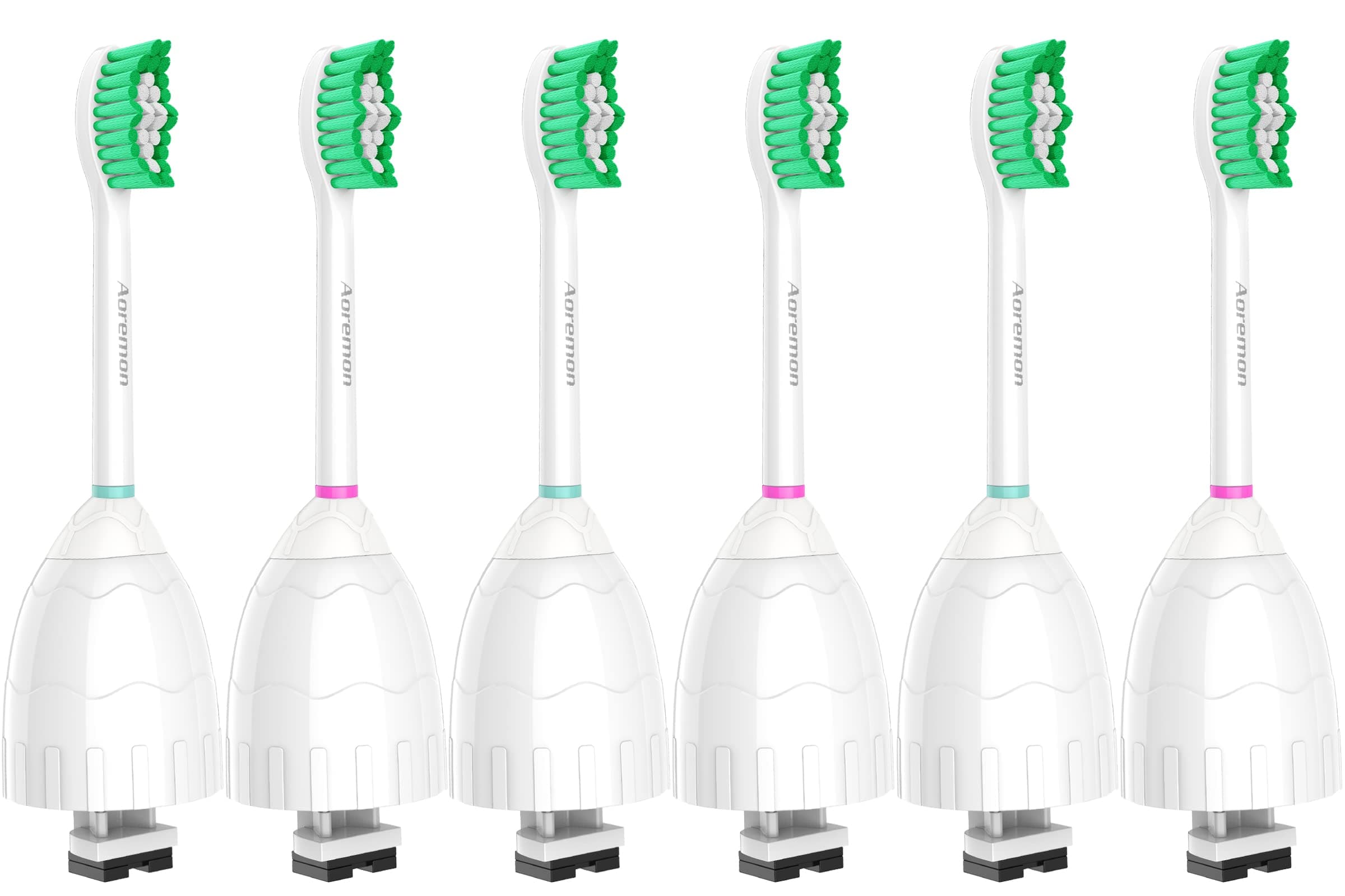 Replacement Toothbrush Heads for Philips Sonicare E-Series Essence HX7022/66 and other Screw-on Electric Toothbrush Model, 6 Pack